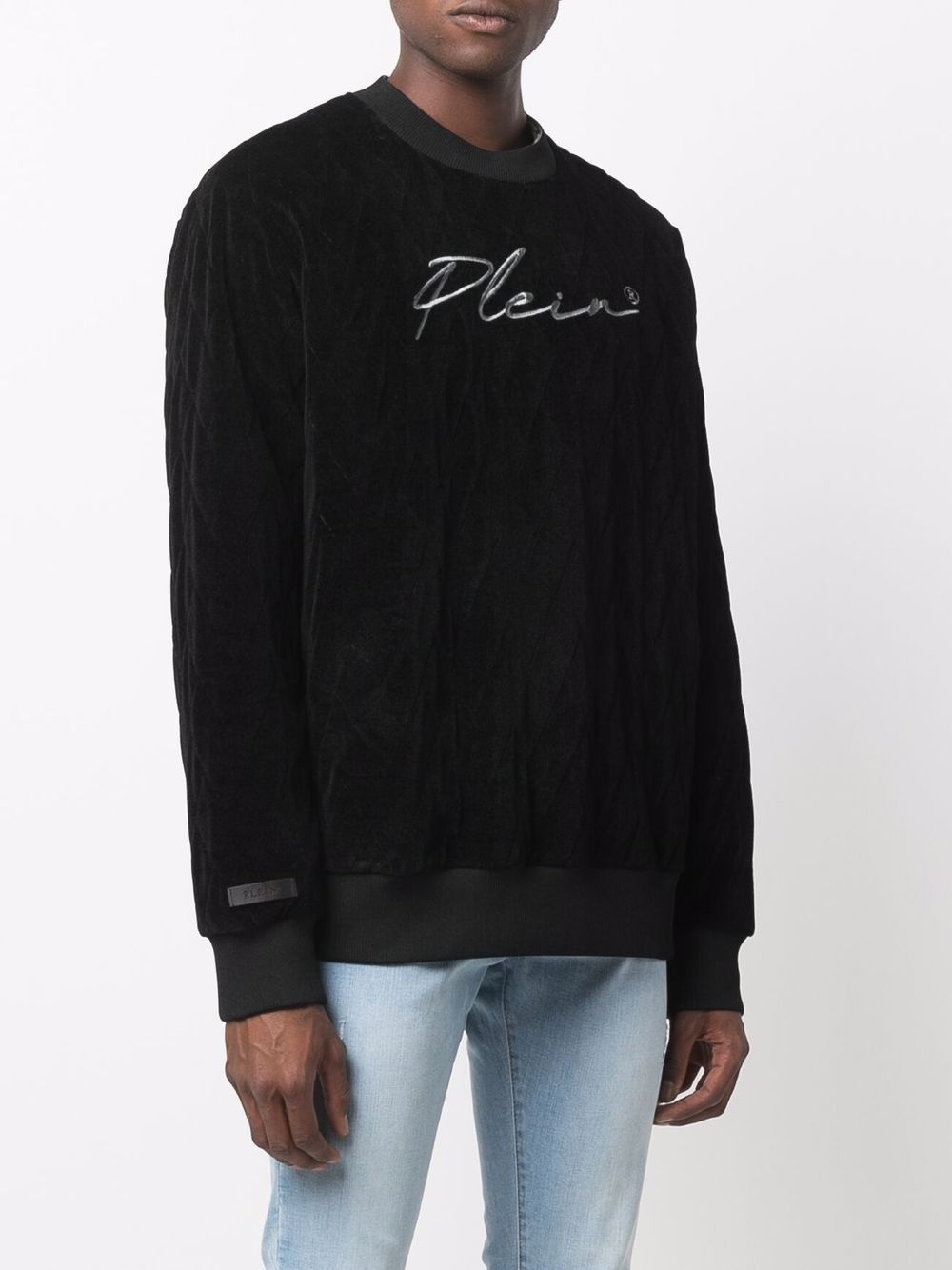 embroidered-logo velour sweatshirt - 3