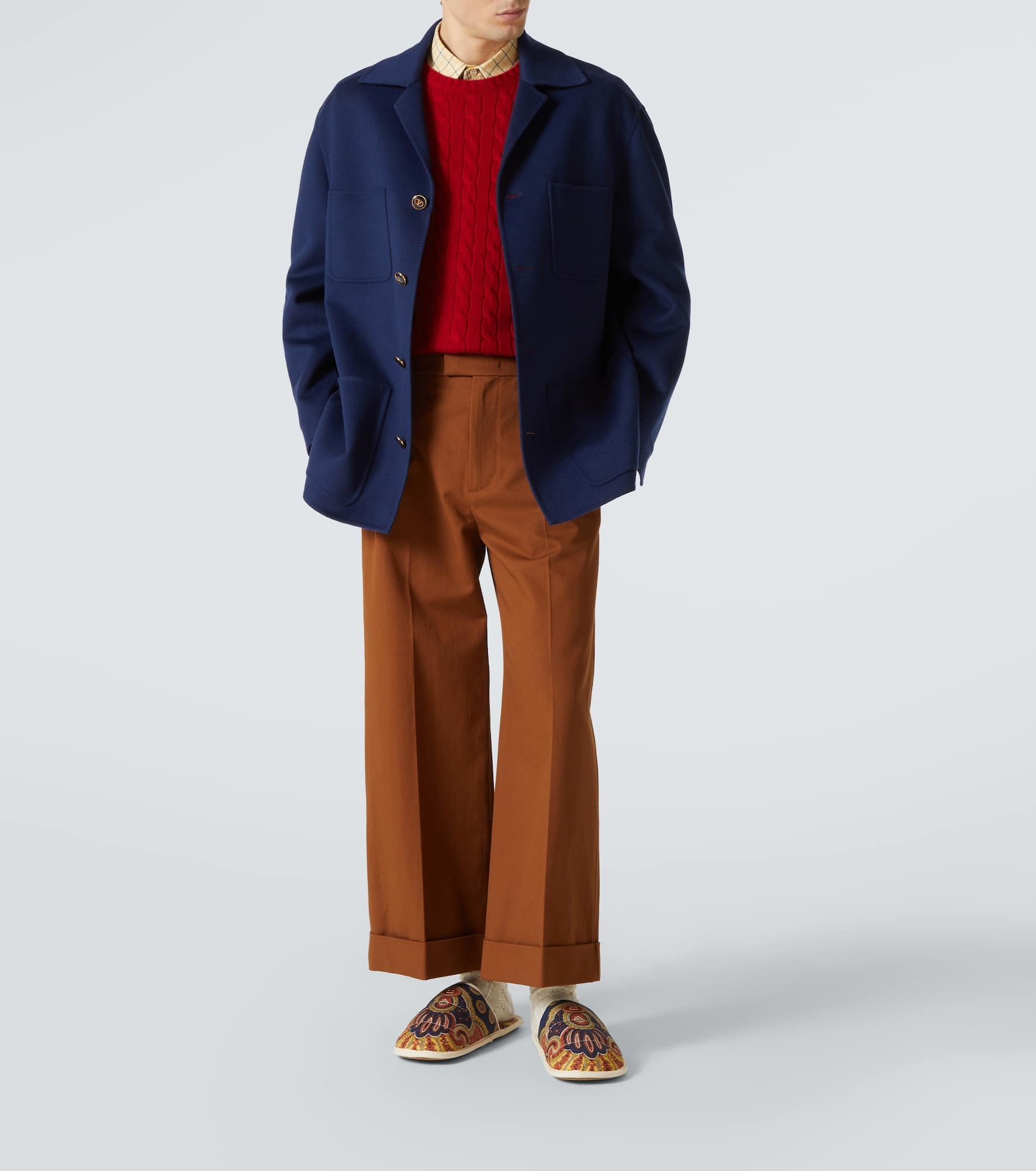 Cropped cotton gabardine wide-leg pants - 2