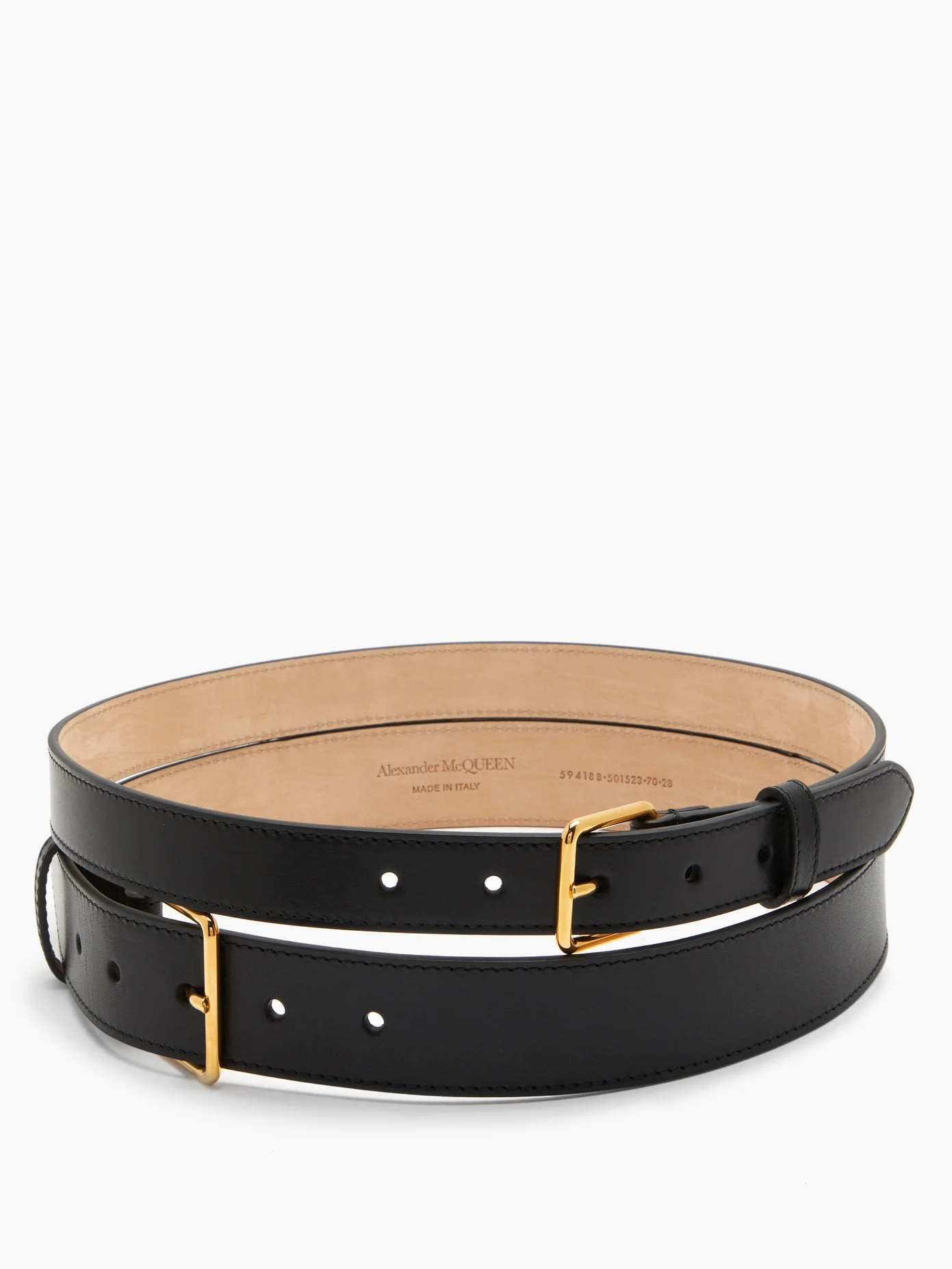 Double-strap leather belt - 4