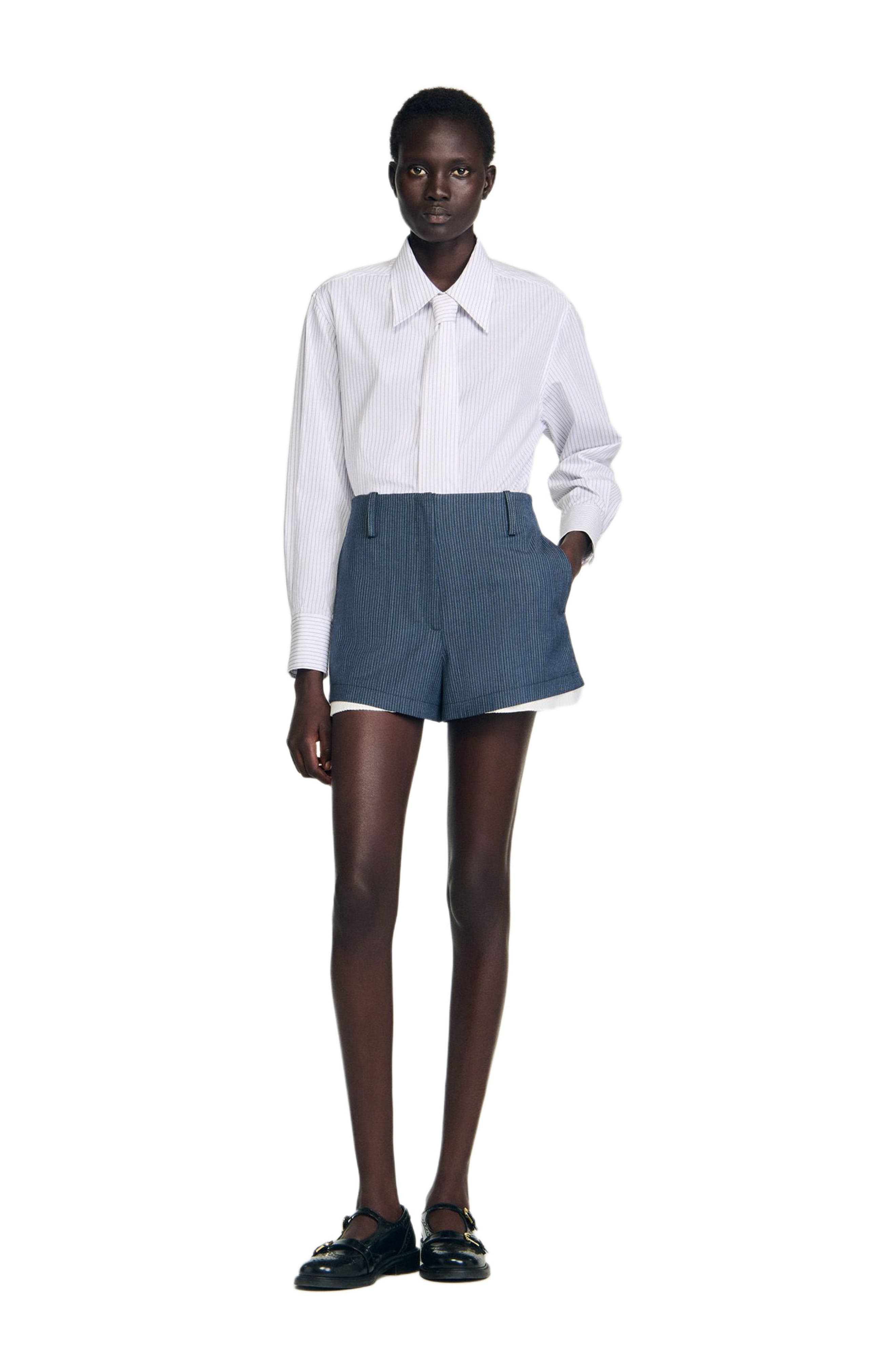 SANDRO Striped layered shorts in Blue at Nordstrom - 6