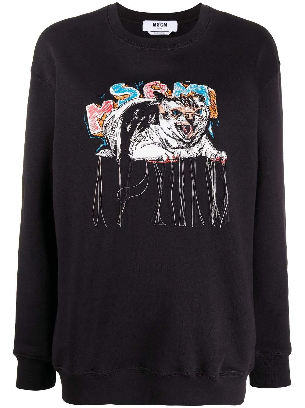 cat-print sweatshirt - 1