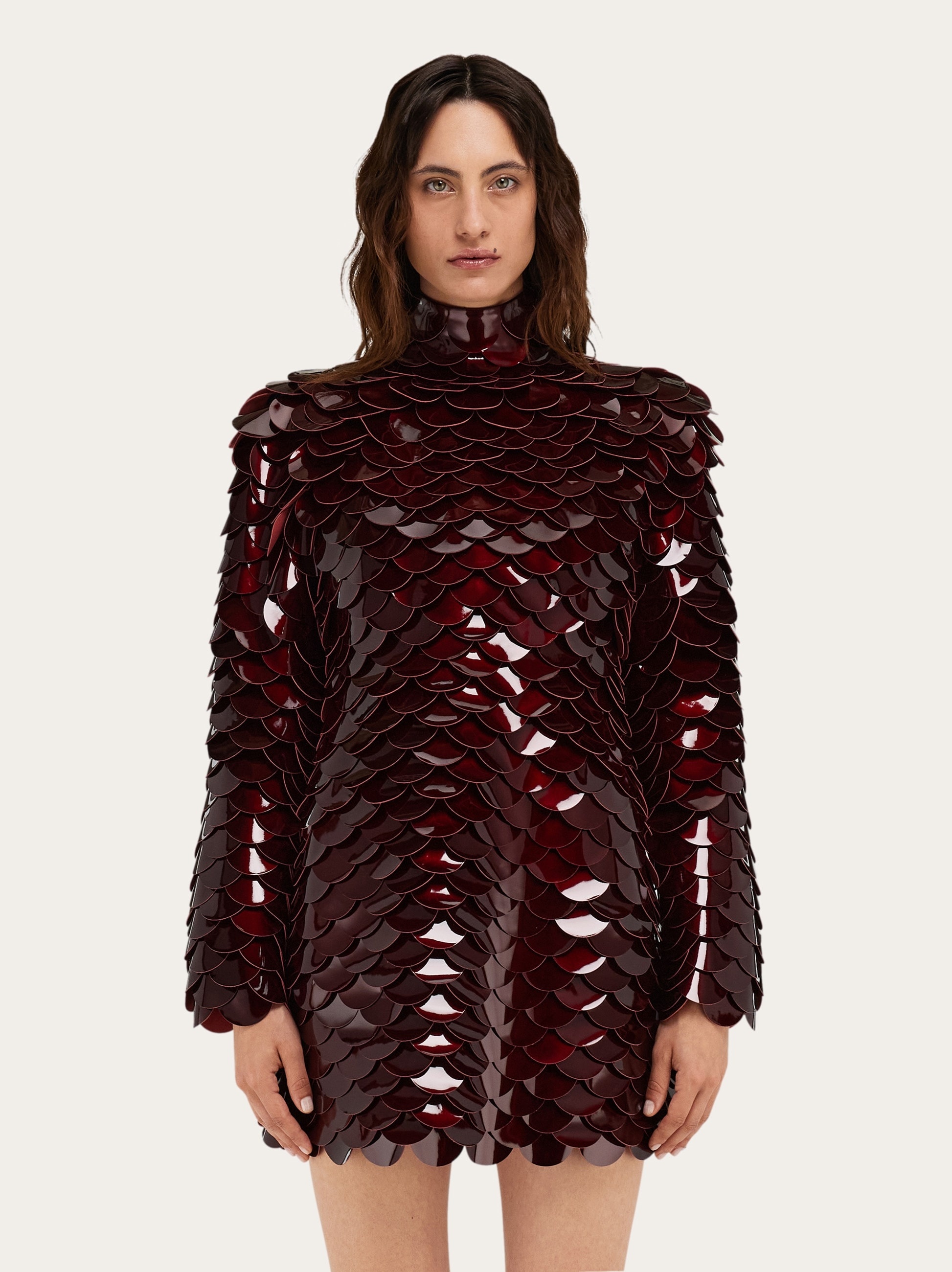 Mini dress with patent leather scales - 2