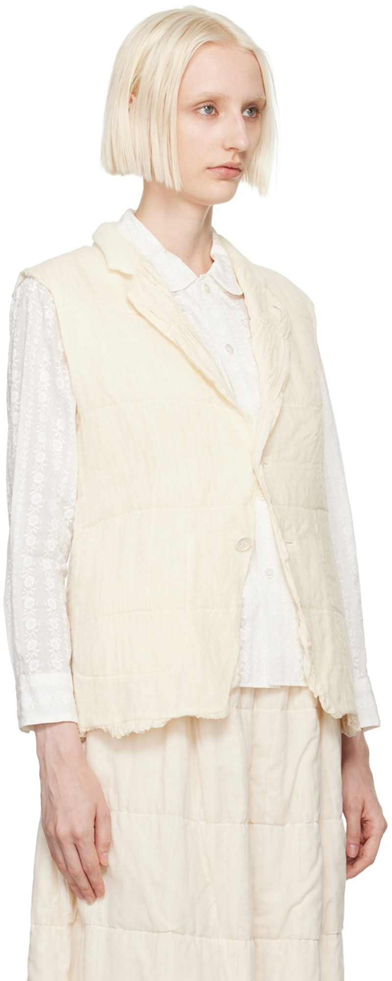 TAO Comme Des Garçons Off-White Notched Lapel Vest outlook