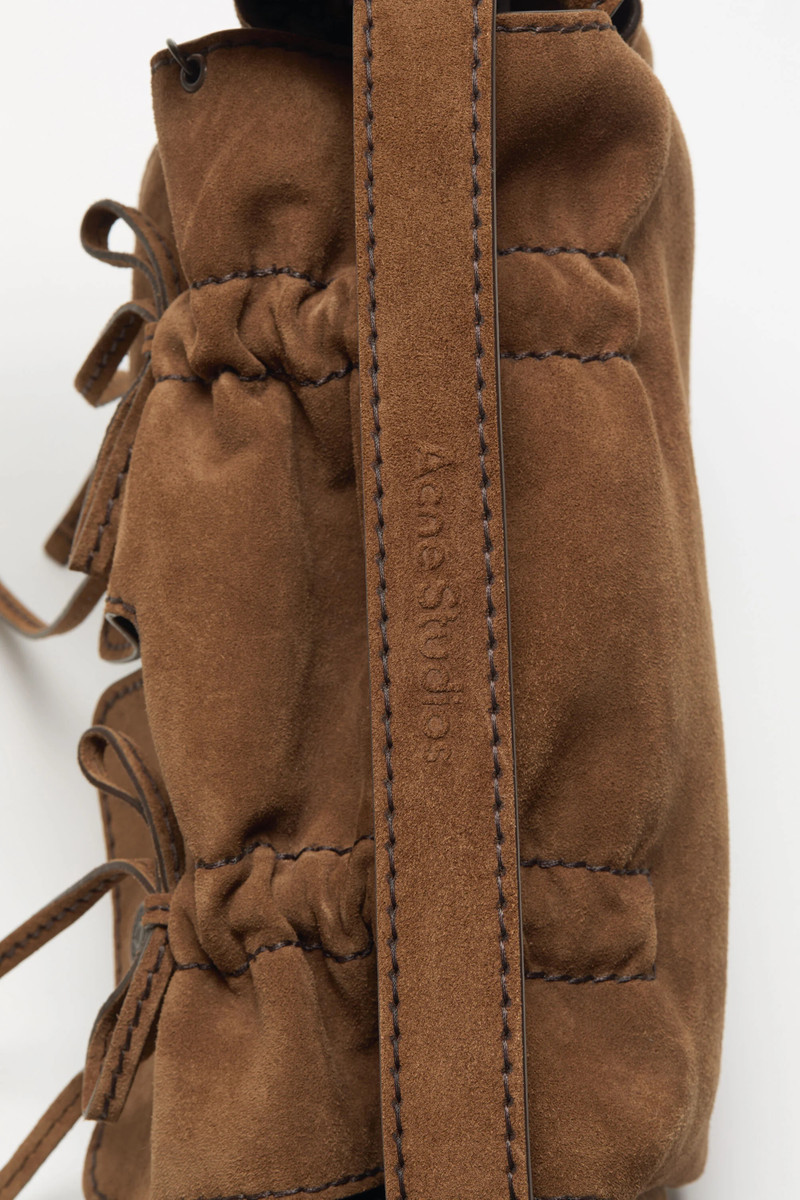 Multipocket suede shoulder bag - Cognac brown 6