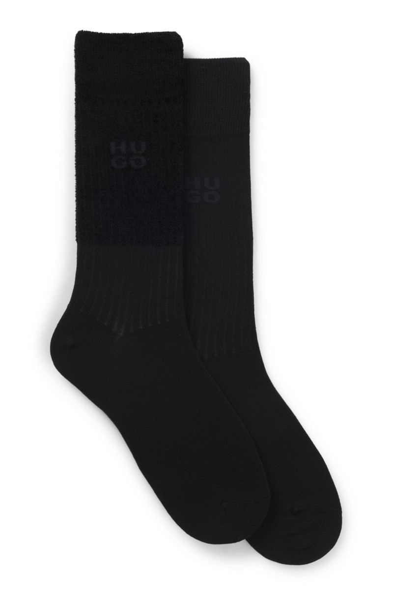 TWO-PACK OF RIBBED COTTON SOCKS IN VELVET YARN 1