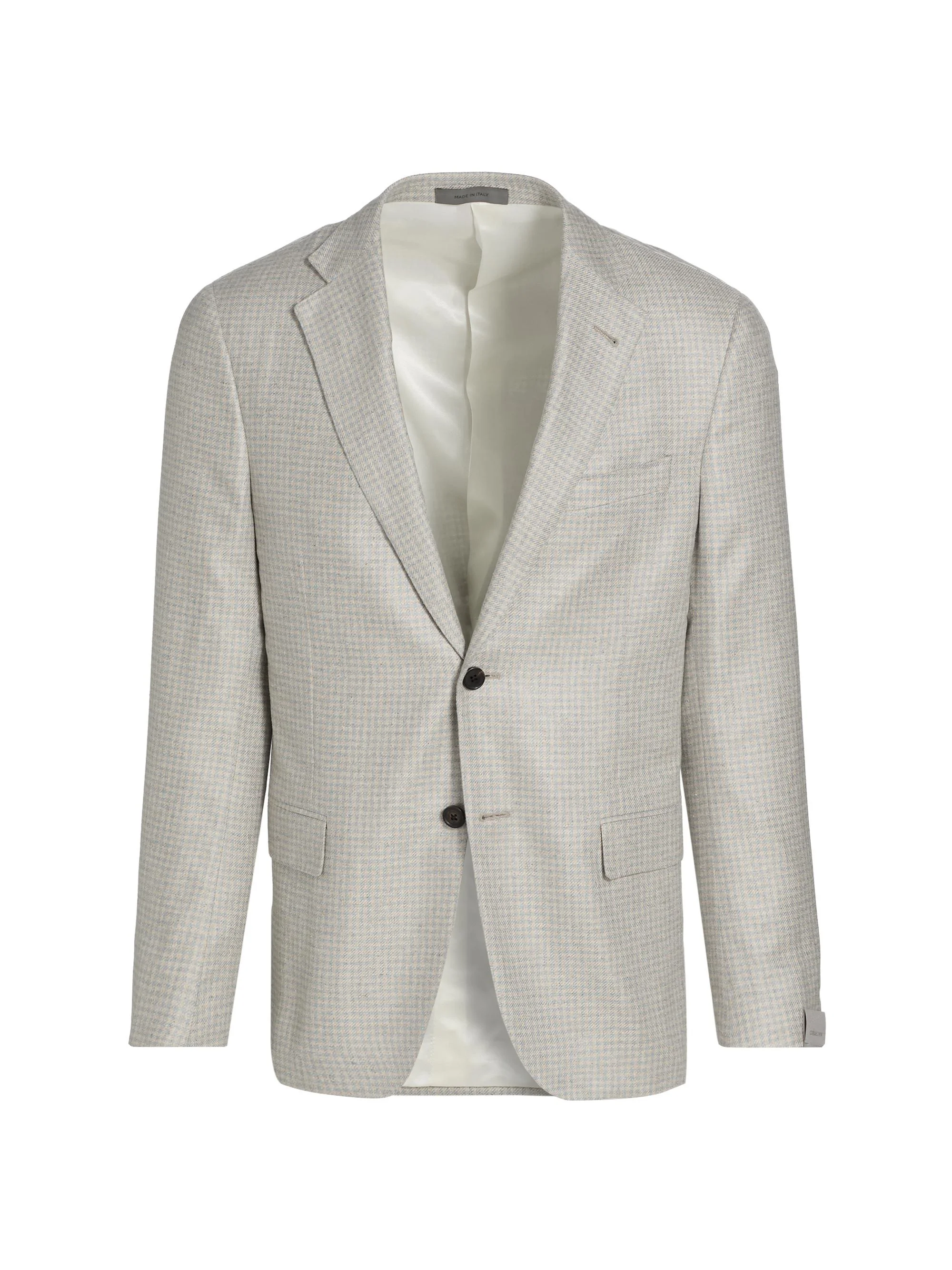 Men's Houndstooth Silk Sport Jacket - Natural Blue Mini - 1