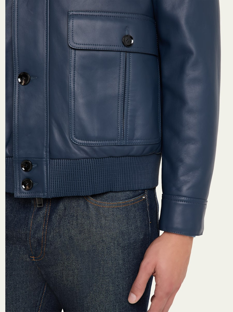 Brioni Men's Leather Button-Front Blouson outlook