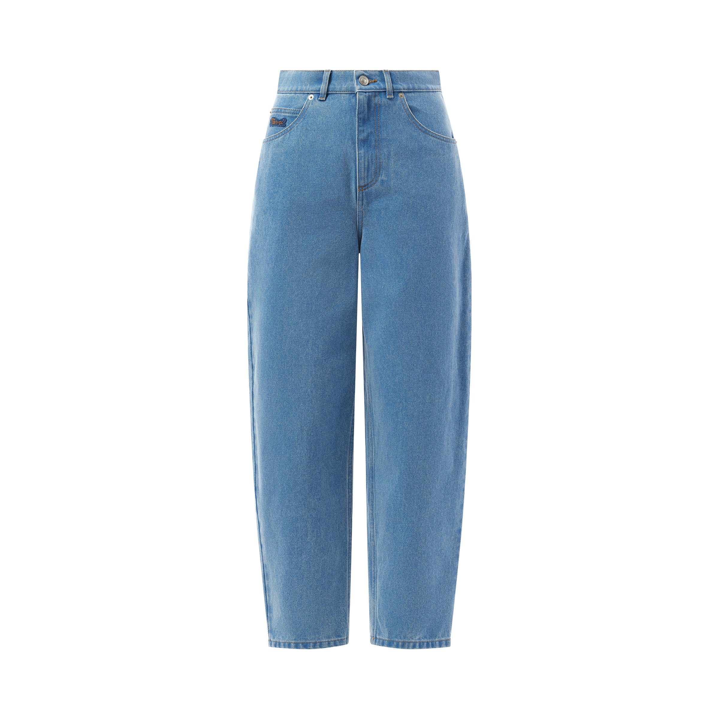 Bleach Coated Cropped Jeans in Cobalt - 2