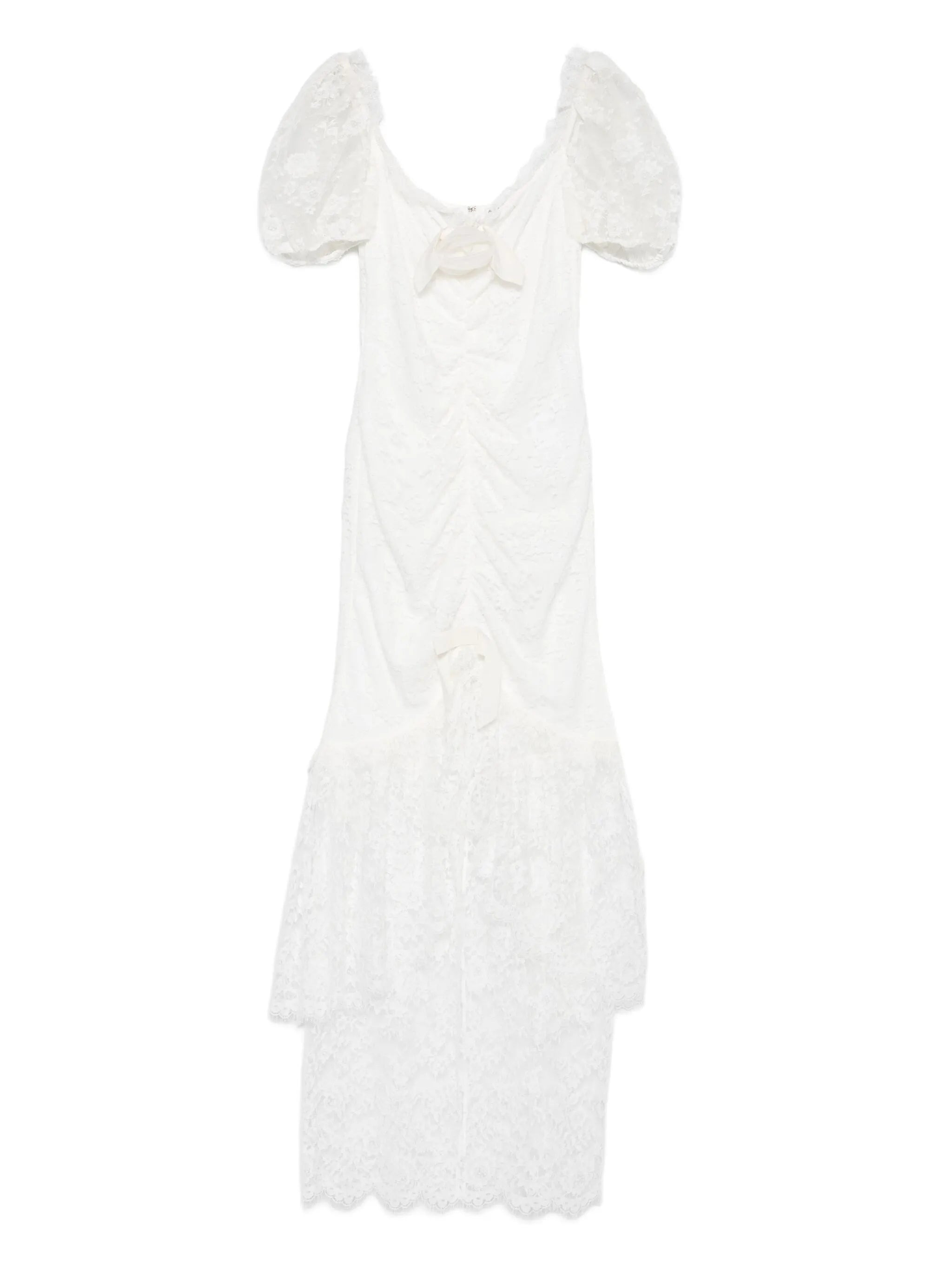 puff-sleeve lace maxi dress - 1