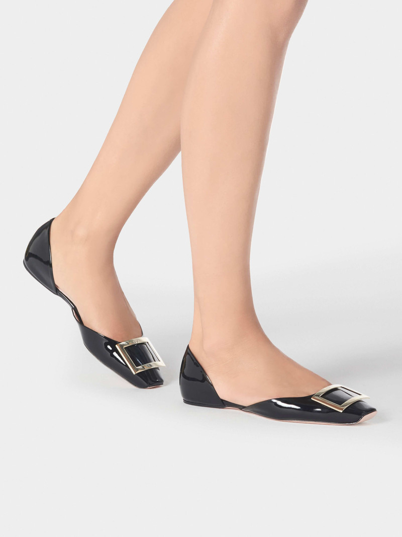 Roger Vivier Trompette Dorsay Metal Buckle Ballerinas in Patent Leather outlook