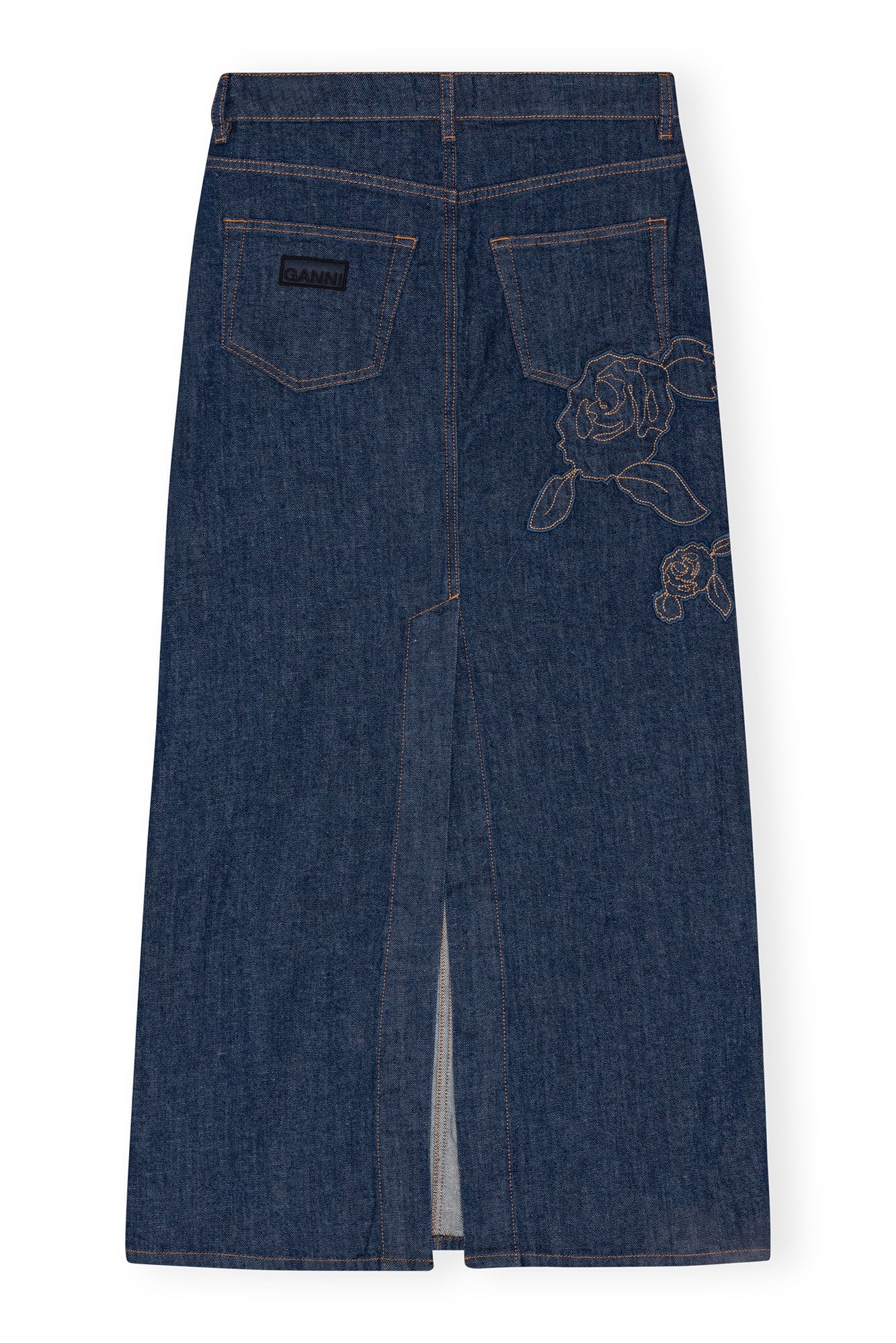 DENIM ROSE MAXI SKIRT - 2