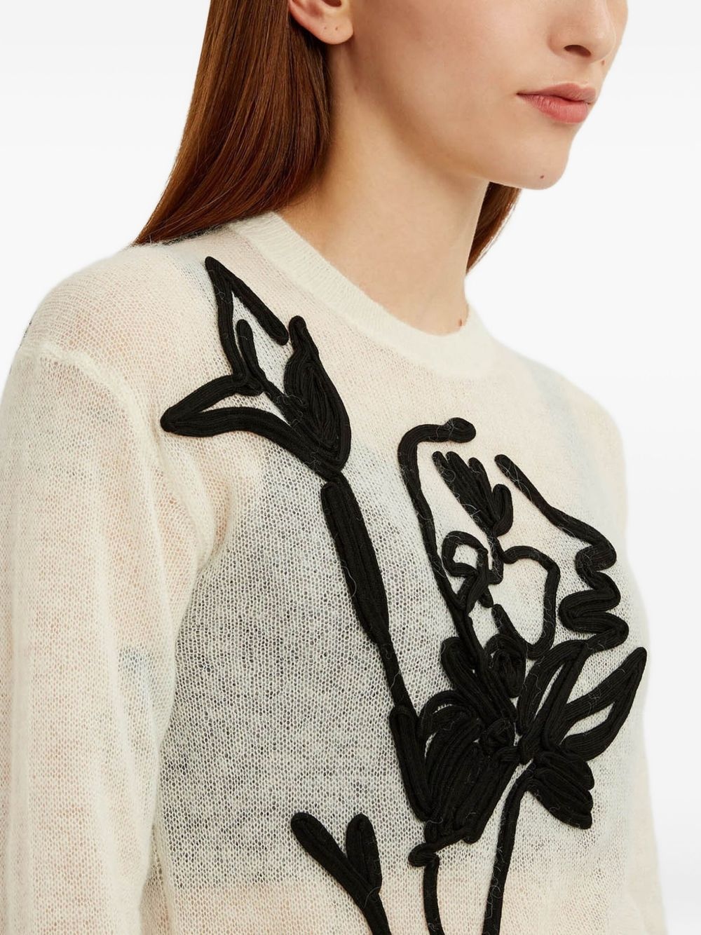floral-motif crew-neck sweater - 6