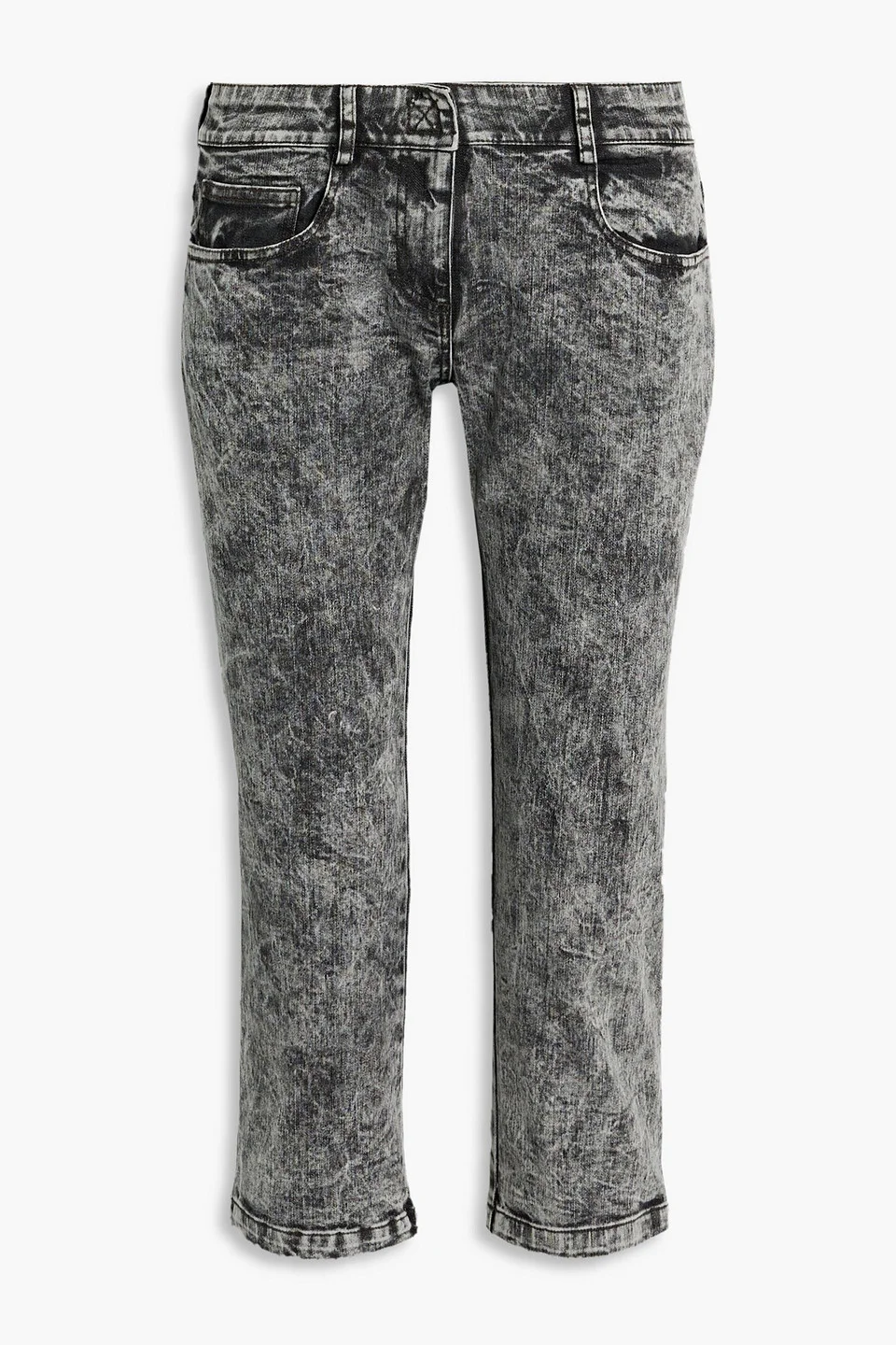 Cropped acid-wash low-rise bootcut jeans - 1