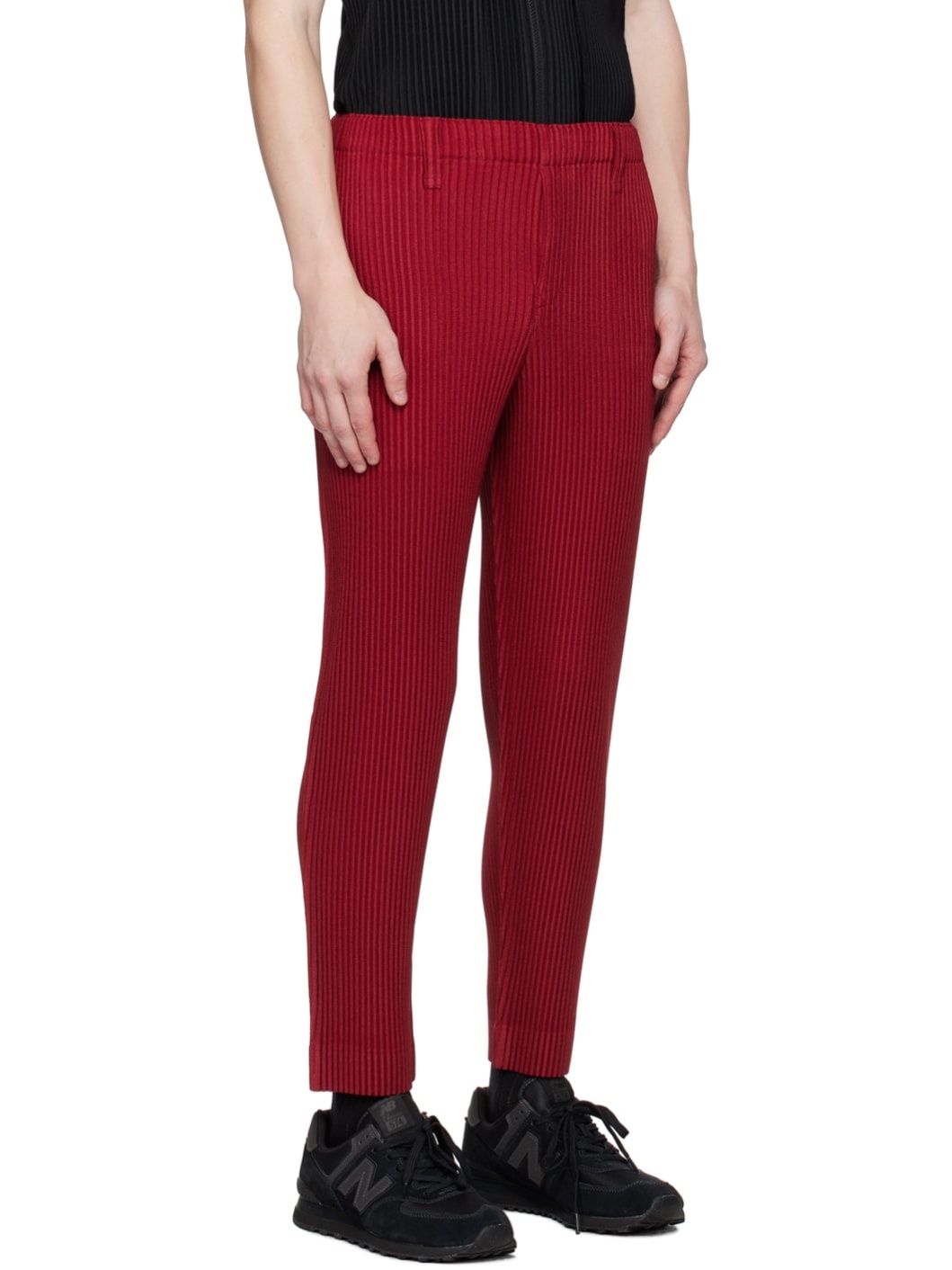 Red Kersey Pleats Trousers - 2