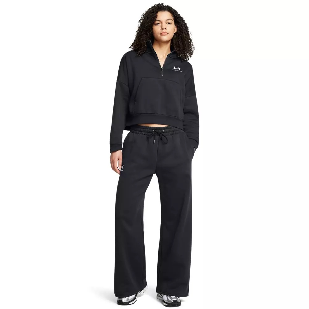 Women's UA Icon Fleece Wide Leg Pants - Black/White - 4