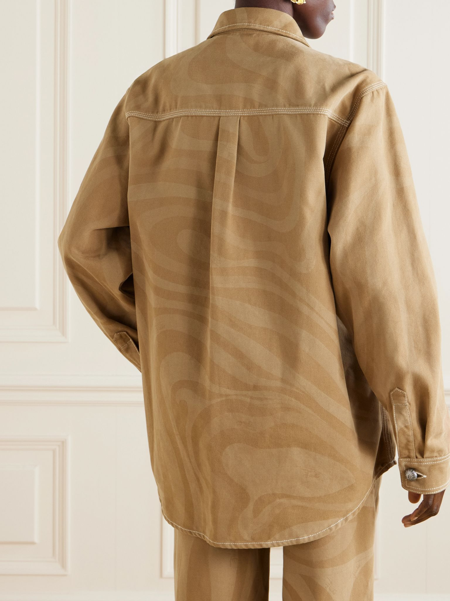 Printed cotton-canvas jacket Beige - 3