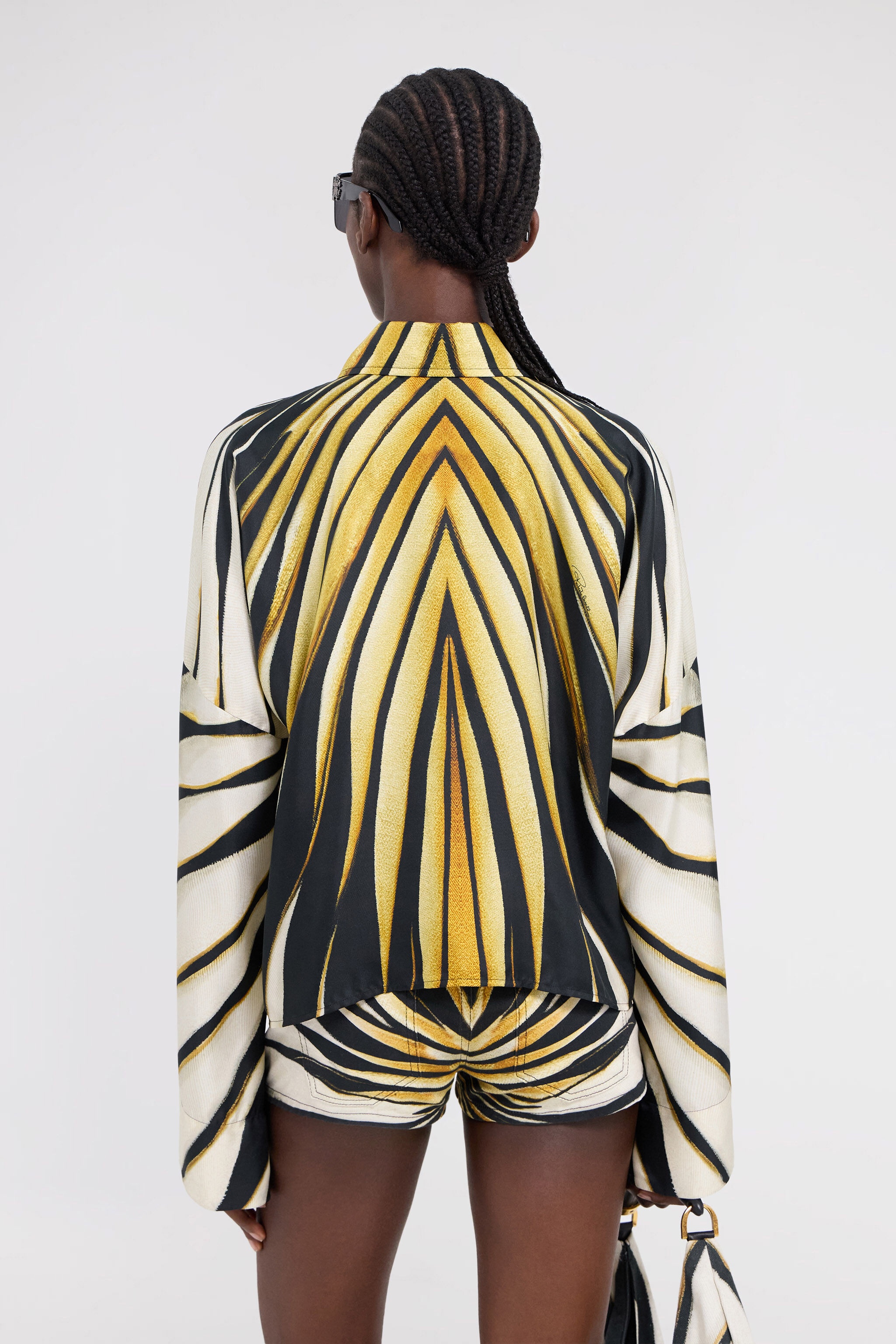 Ray Of Gold Print Silk Shirt - 4