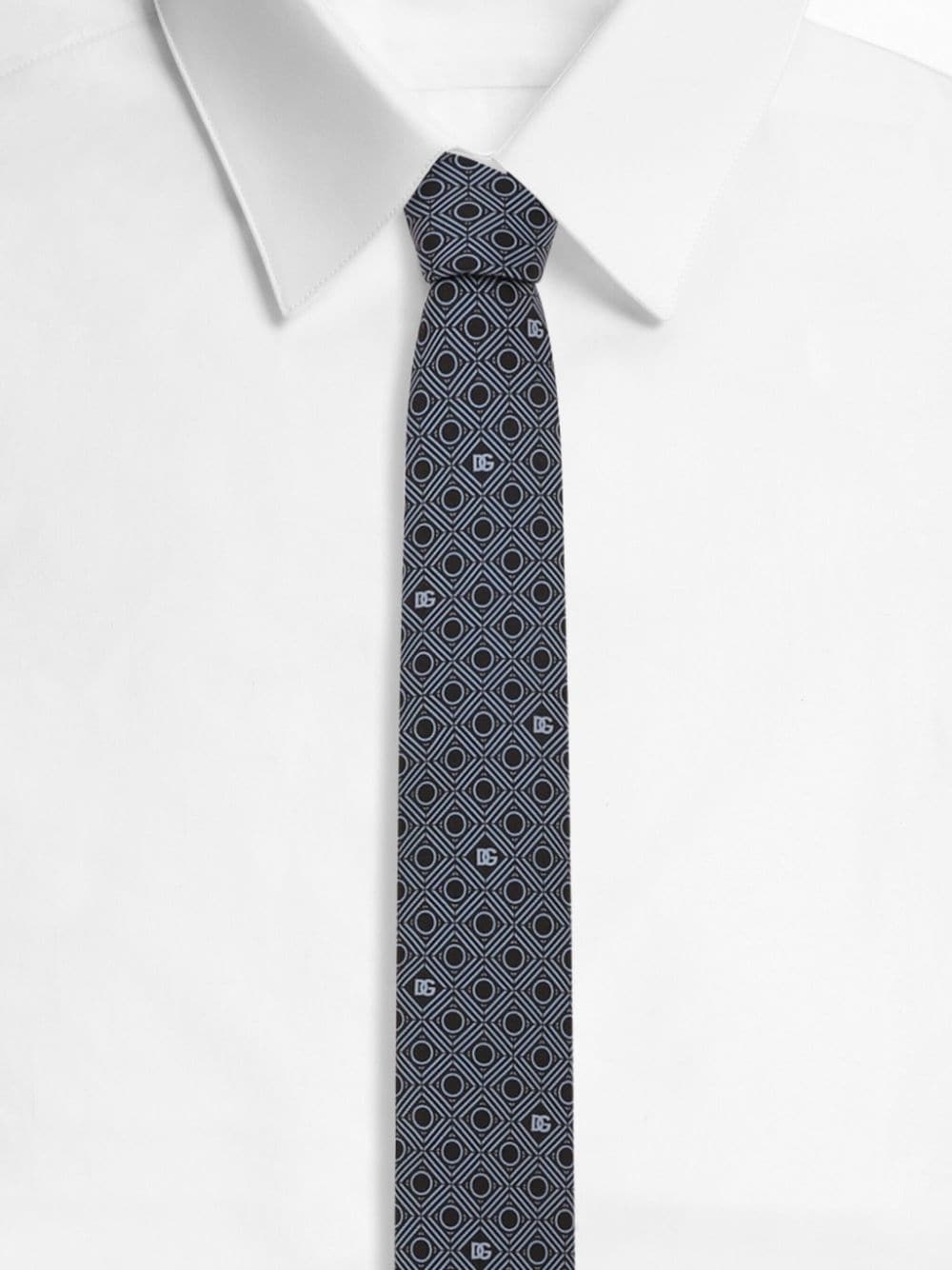 geometric-print silk tie - 2
