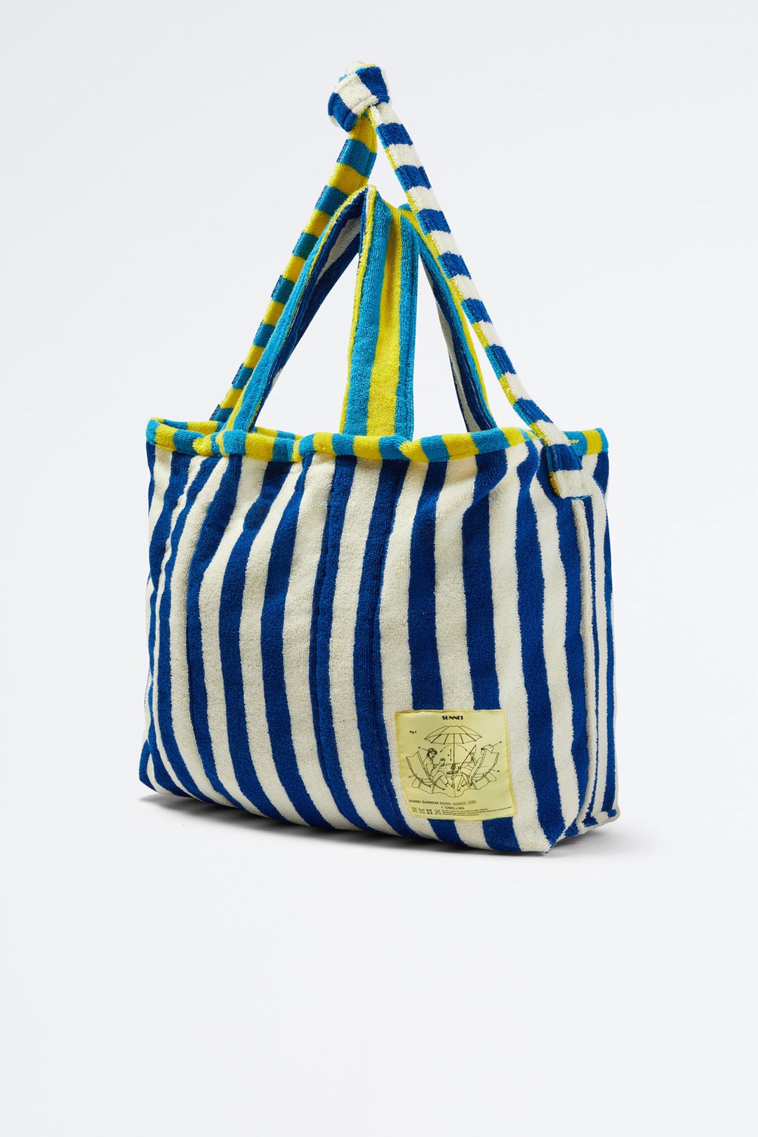 YELLOW & AZURE STRIPED COTTON BAG - 2