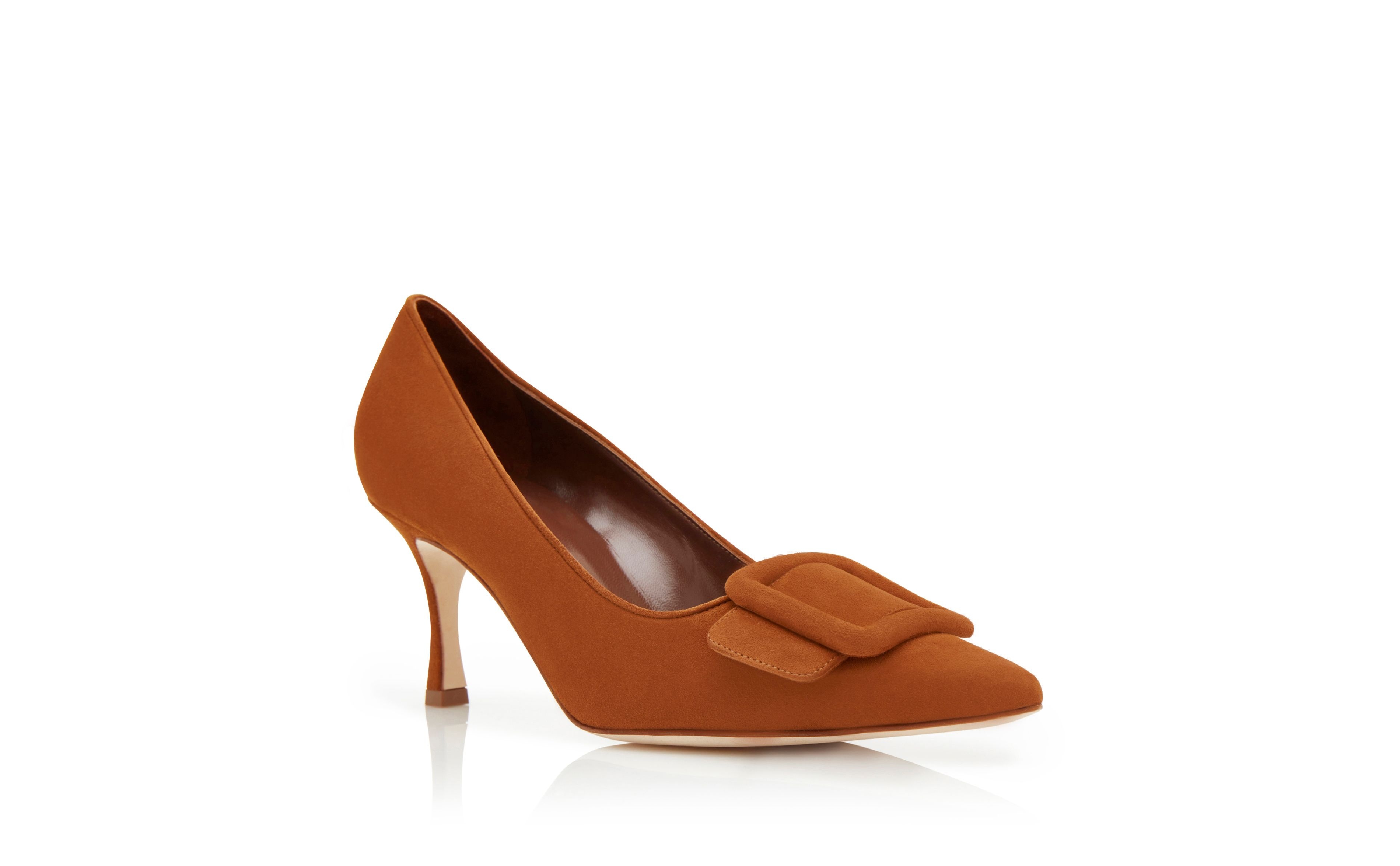 Brown Suede Buckle Detail Pumps - 3