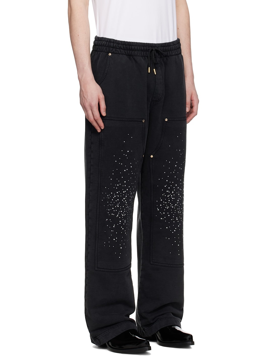 Black 'La Prémonition' Crystal Embellished Lounge Pants - 2
