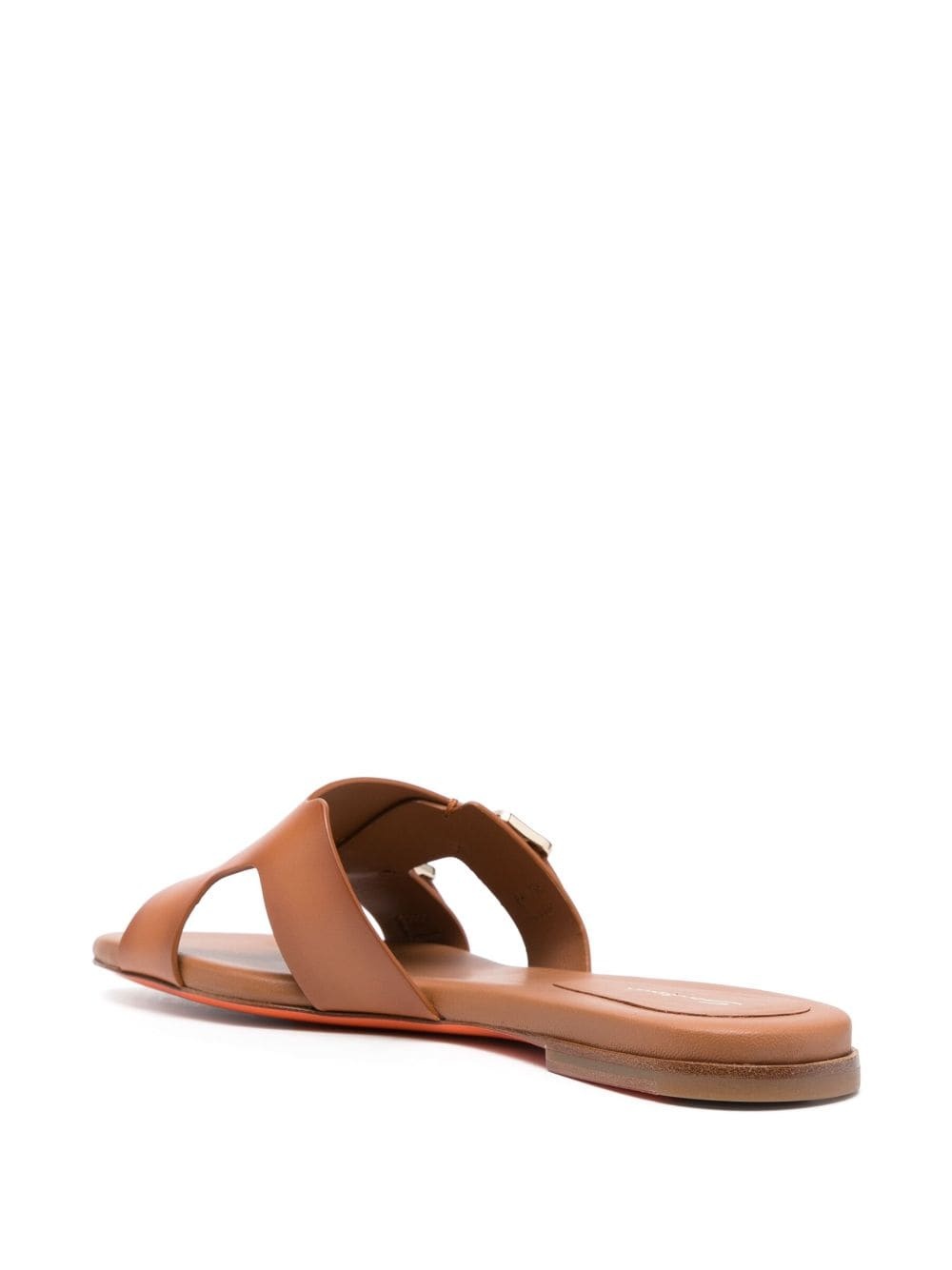 double-buckle leather slides - 3