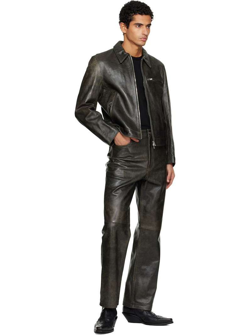 Tonywack Black Zip Leather Jacket outlook