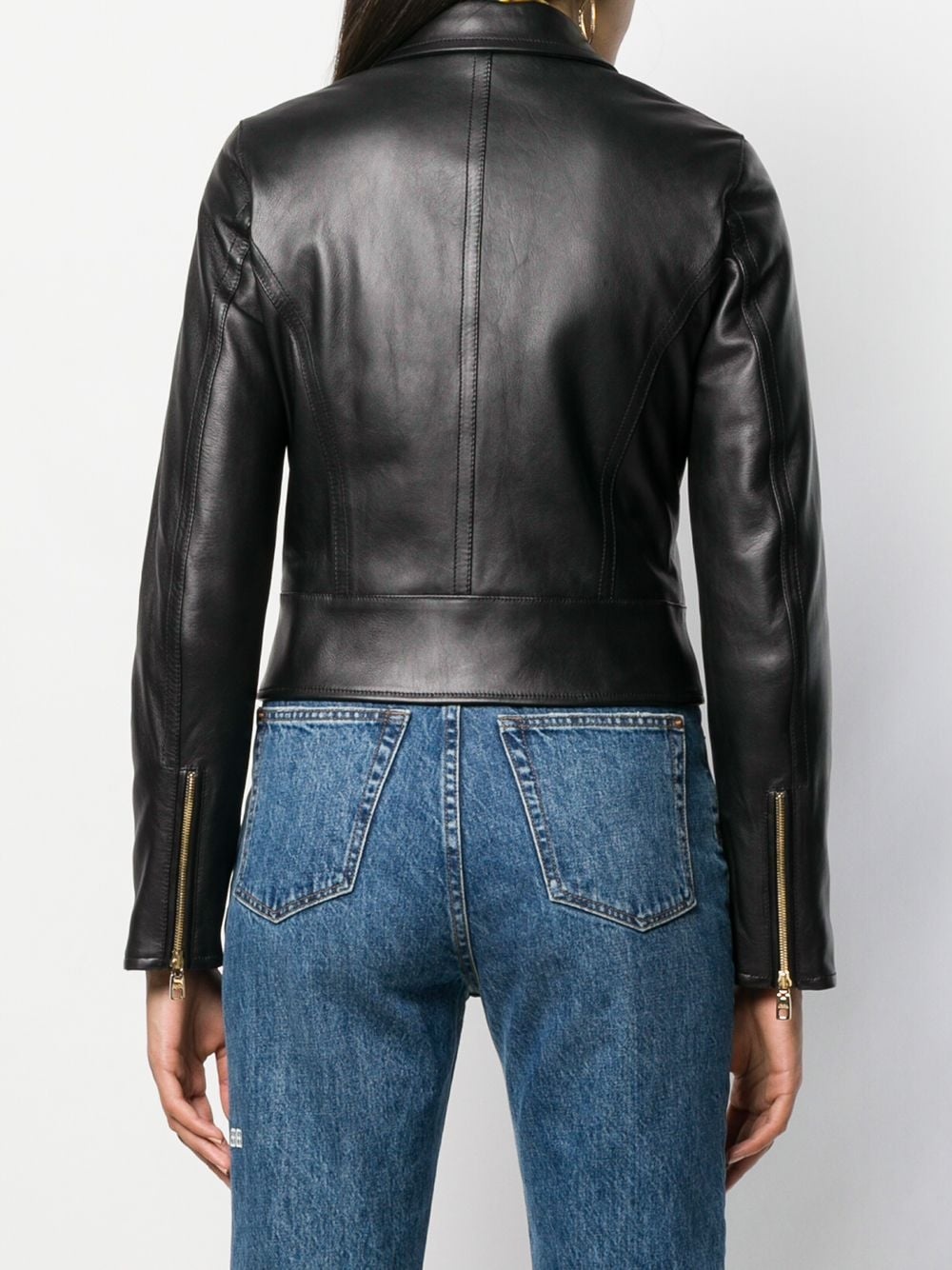 cropped lambskin leather jacket - 4