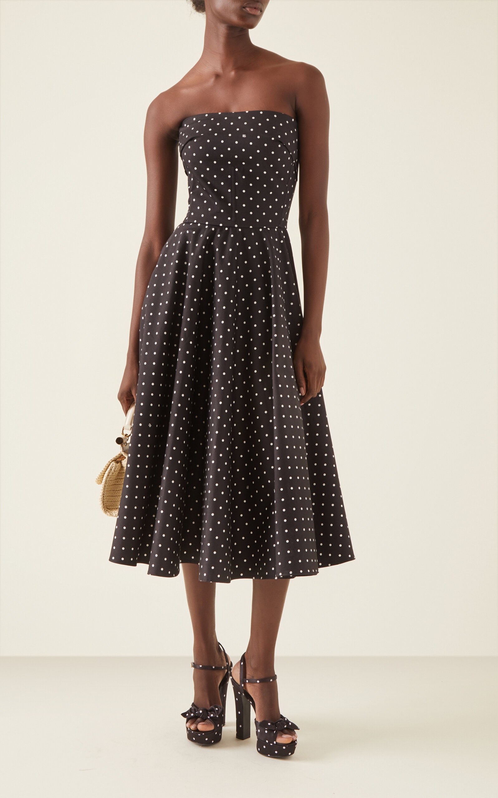 Polka-Dot Cotton-Drill Midi Dress black - 2