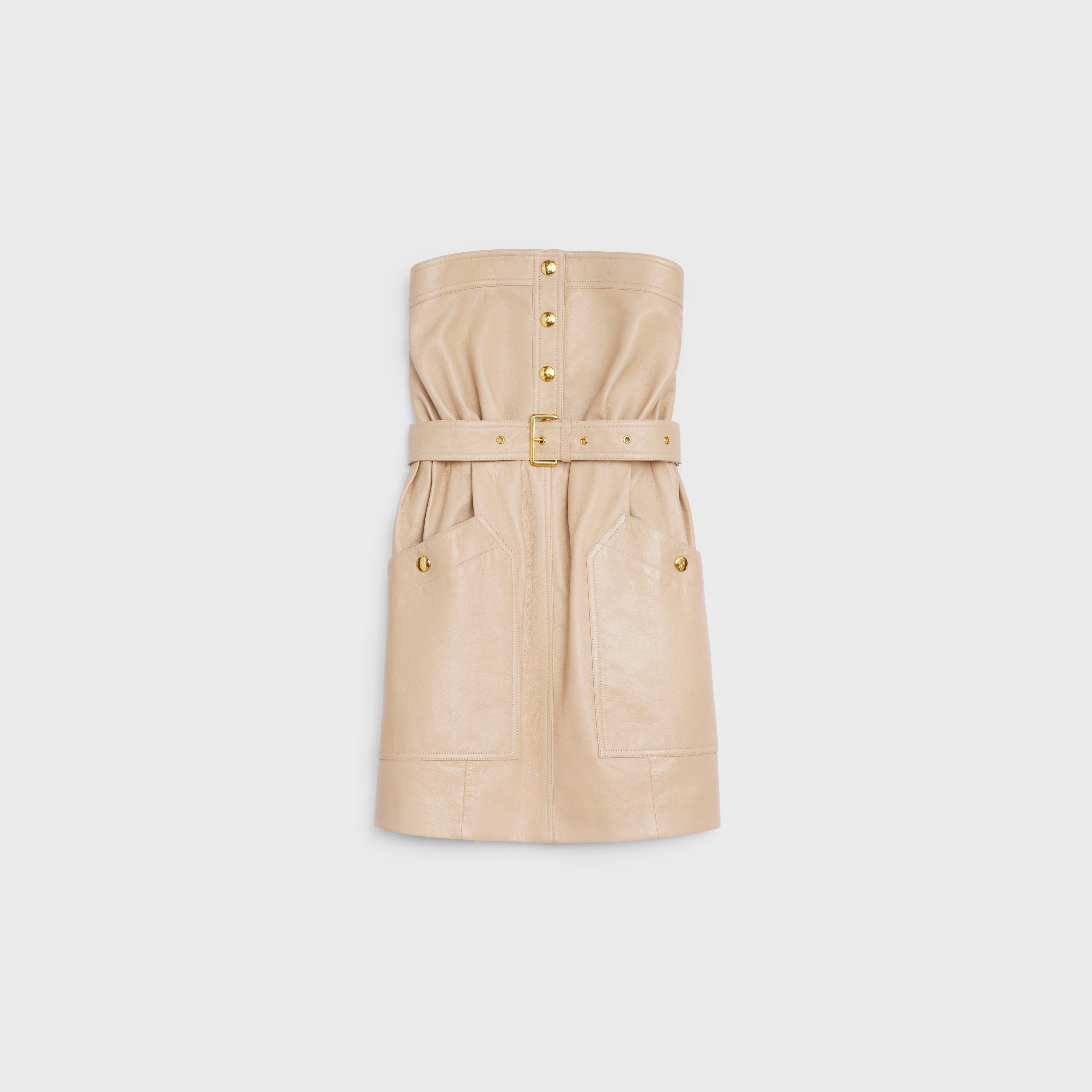 BELTED BUSTIER DRESS IN SOFT LAMBSKIN - 1