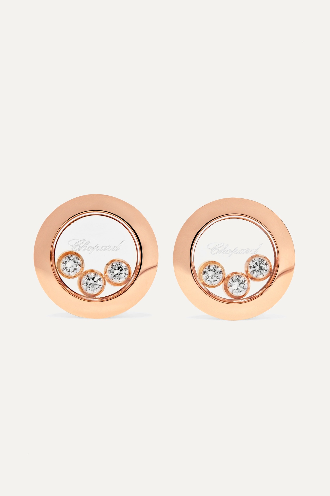 Happy Diamonds 18-karat rose gold diamond earrings - 1