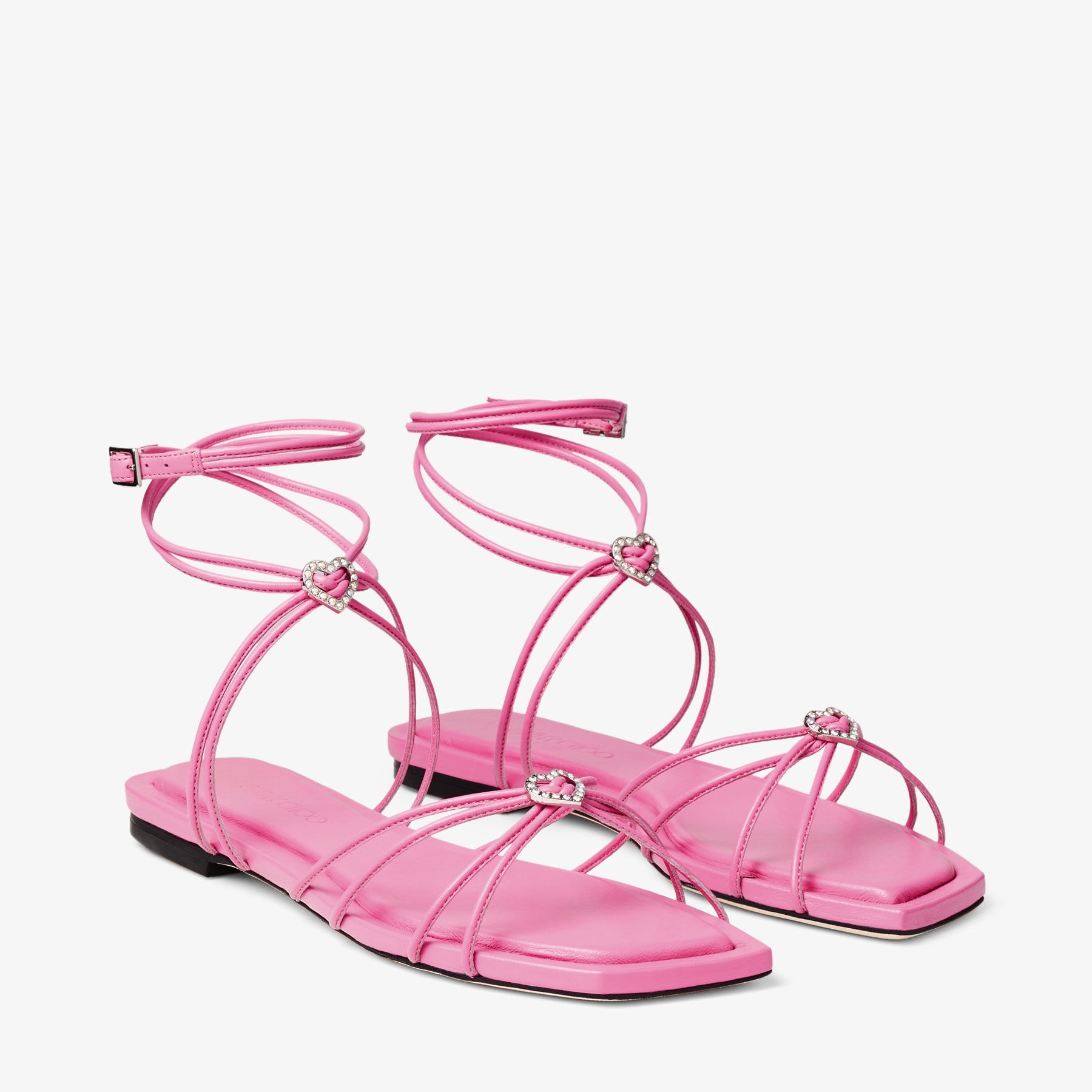 Indiya Flat
Candy Pink Nappa Leather Flat Sandals with Crystal Hearts - 3