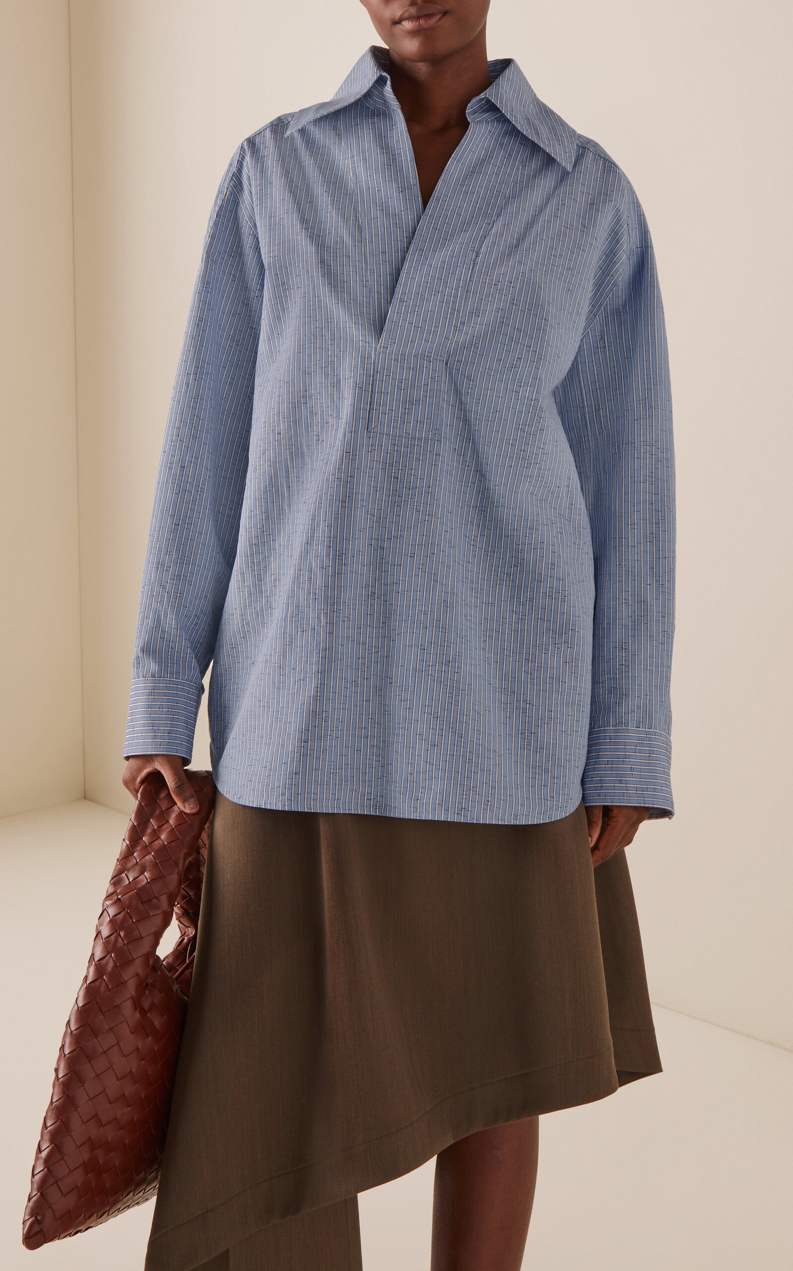 Oversized Cotton-Linen Shirt blue - 2