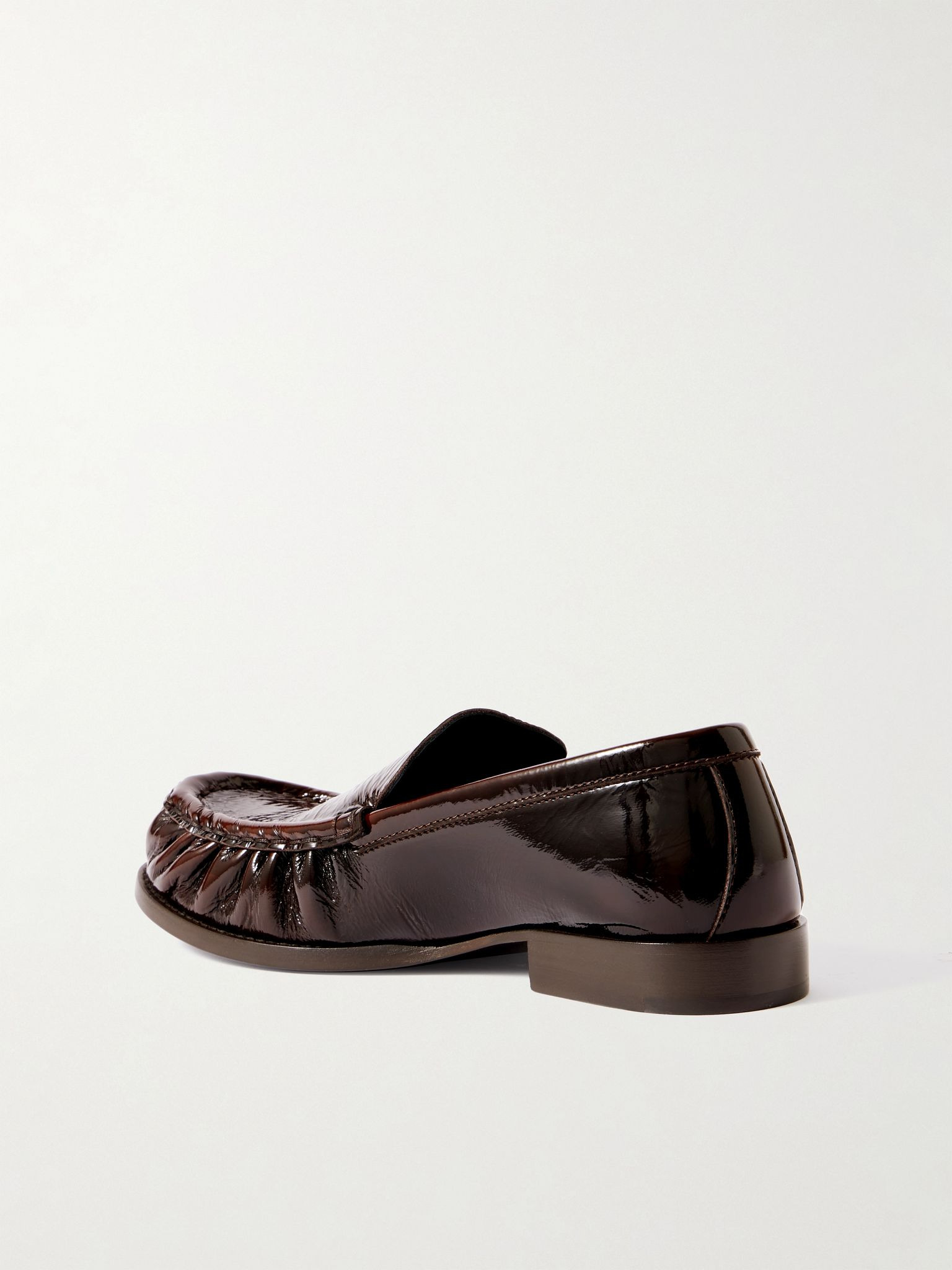Patent crinkled-leather loafers Dark brown - 3