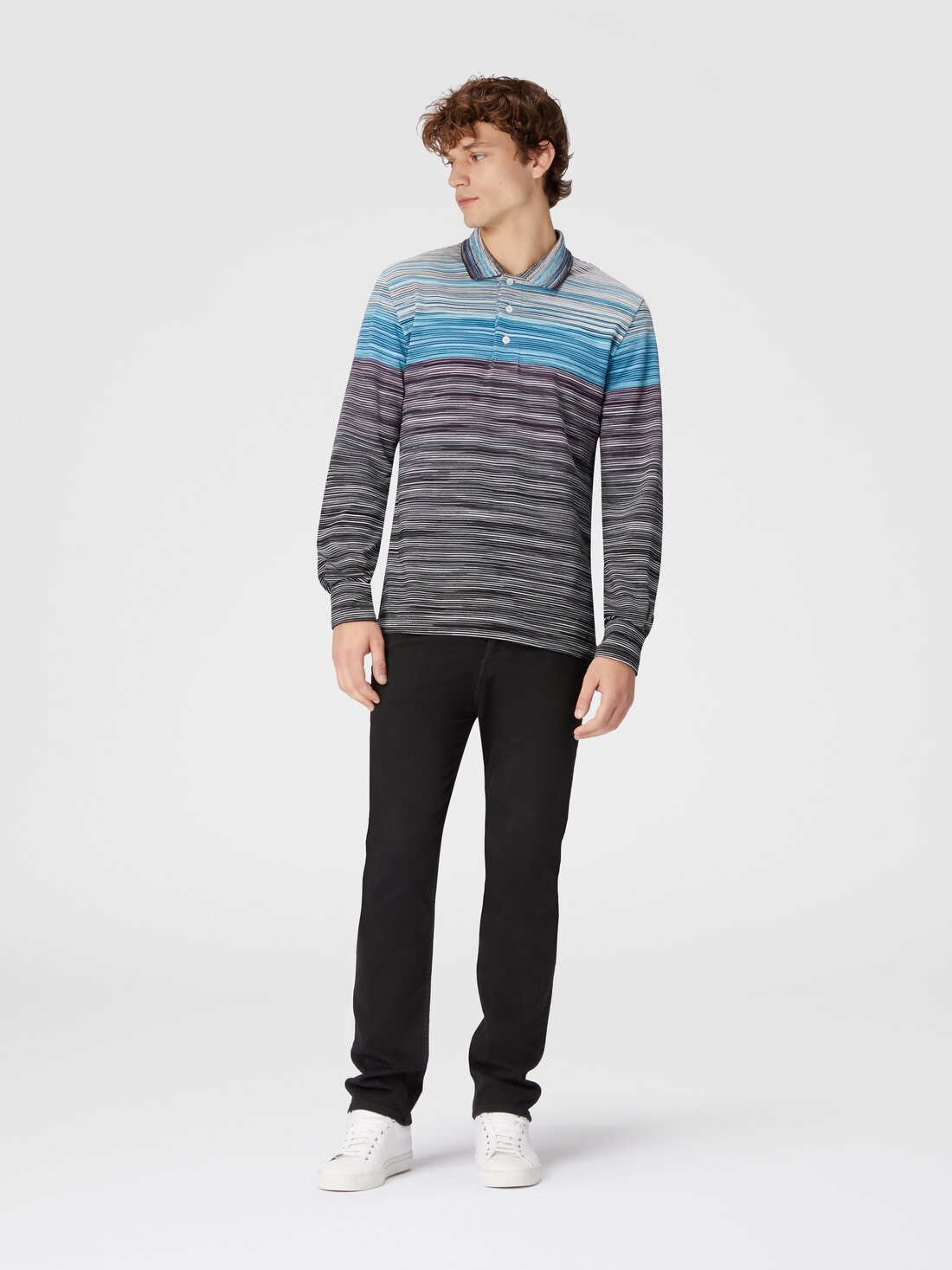 Long-sleeved polo shirt in slub cotton piqué - 2