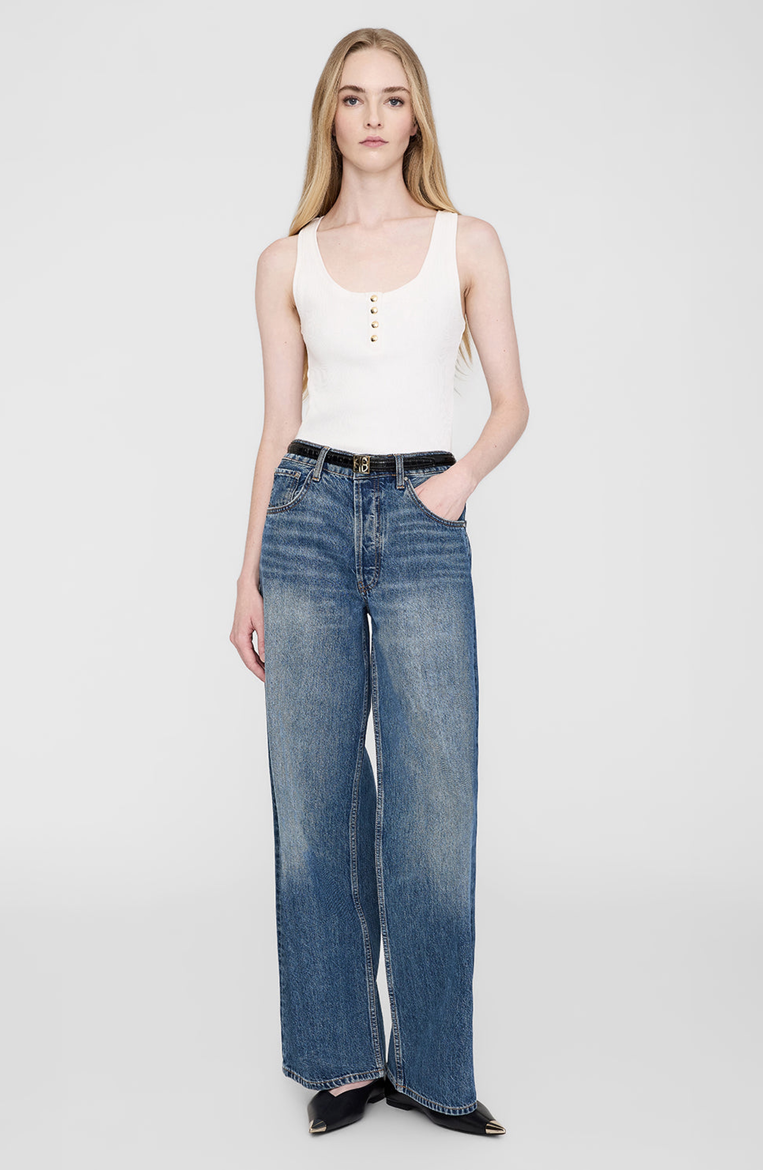 ANINE BING Alessia Tank Top in Ivory at Nordstrom - 1