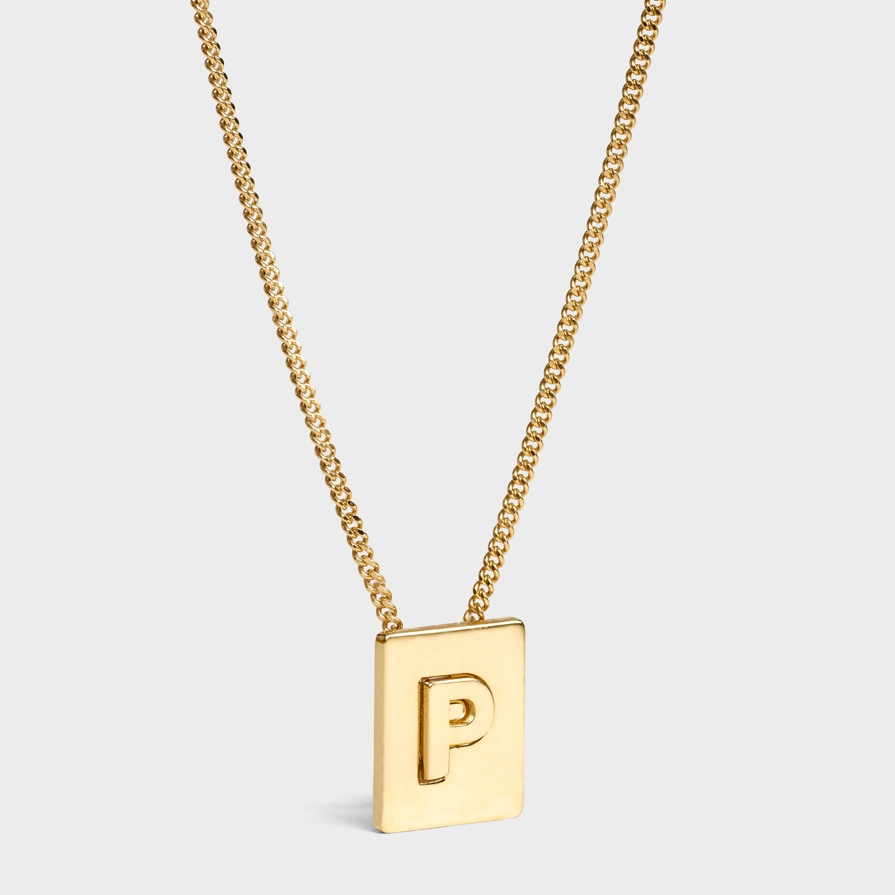 Alphabet P Necklace in Brass with Gold finish - 1