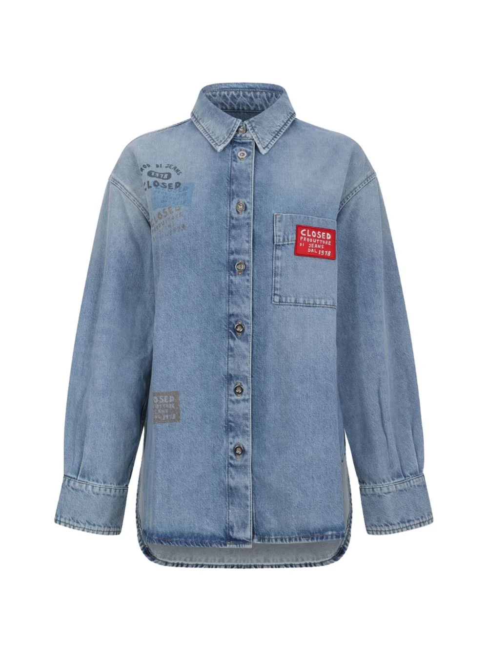buttoned logo-patch shirt - 1