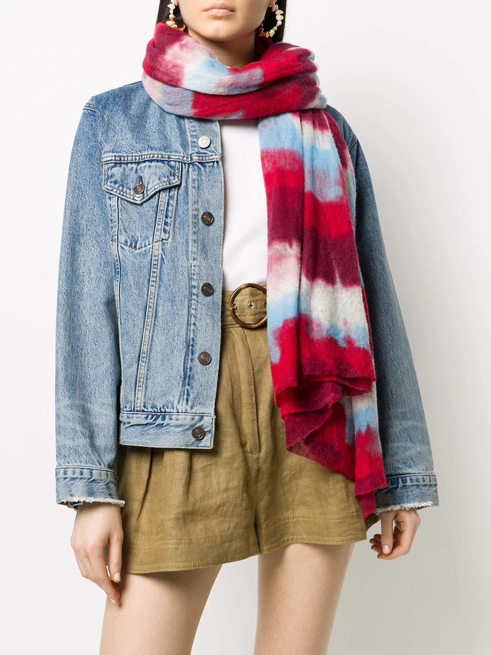 striped tie-dye print scarf - 2