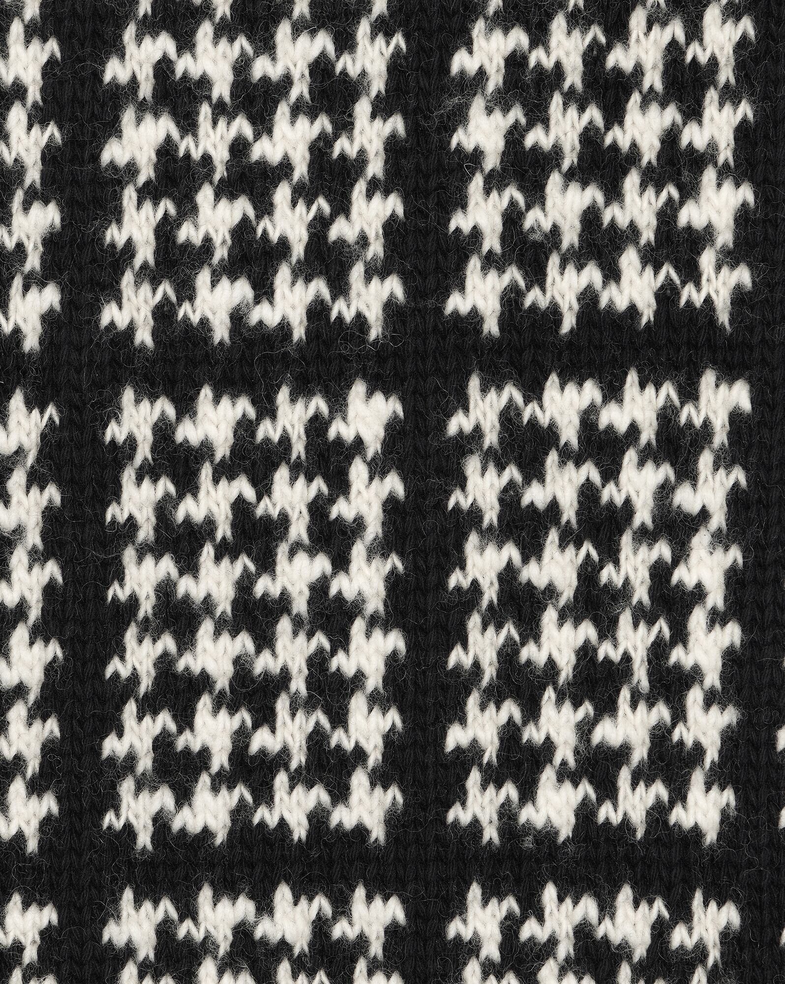 checked pied de poule scarf in wool knit and cashmere - 2