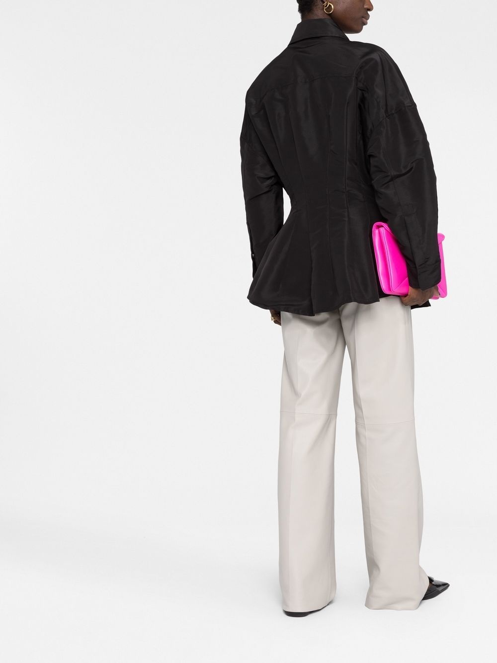 gathered-detail faille shirt jacket - 6