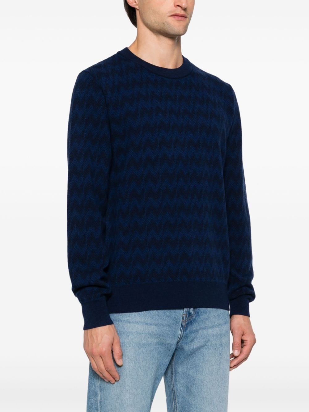 zigzag-woven crew-neck sweater - 3