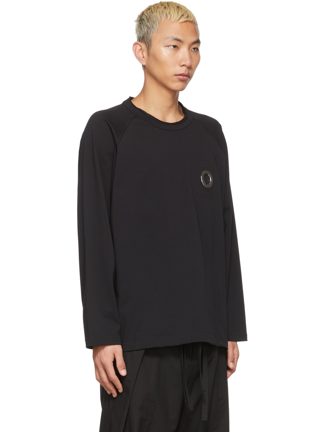 Black Eyelet Long Sleeve T-Shirt - 2