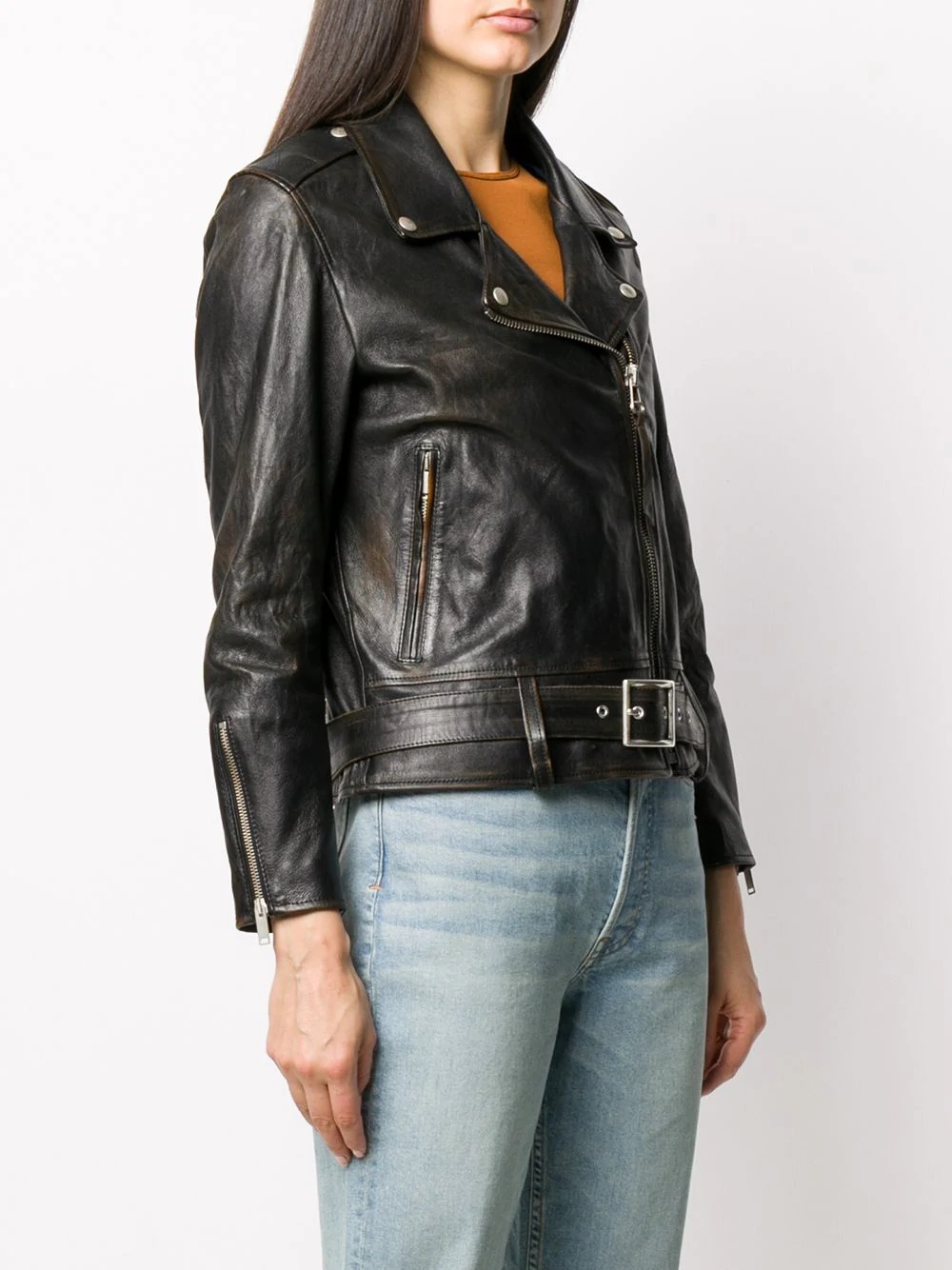 asymmetric biker jacket - 3