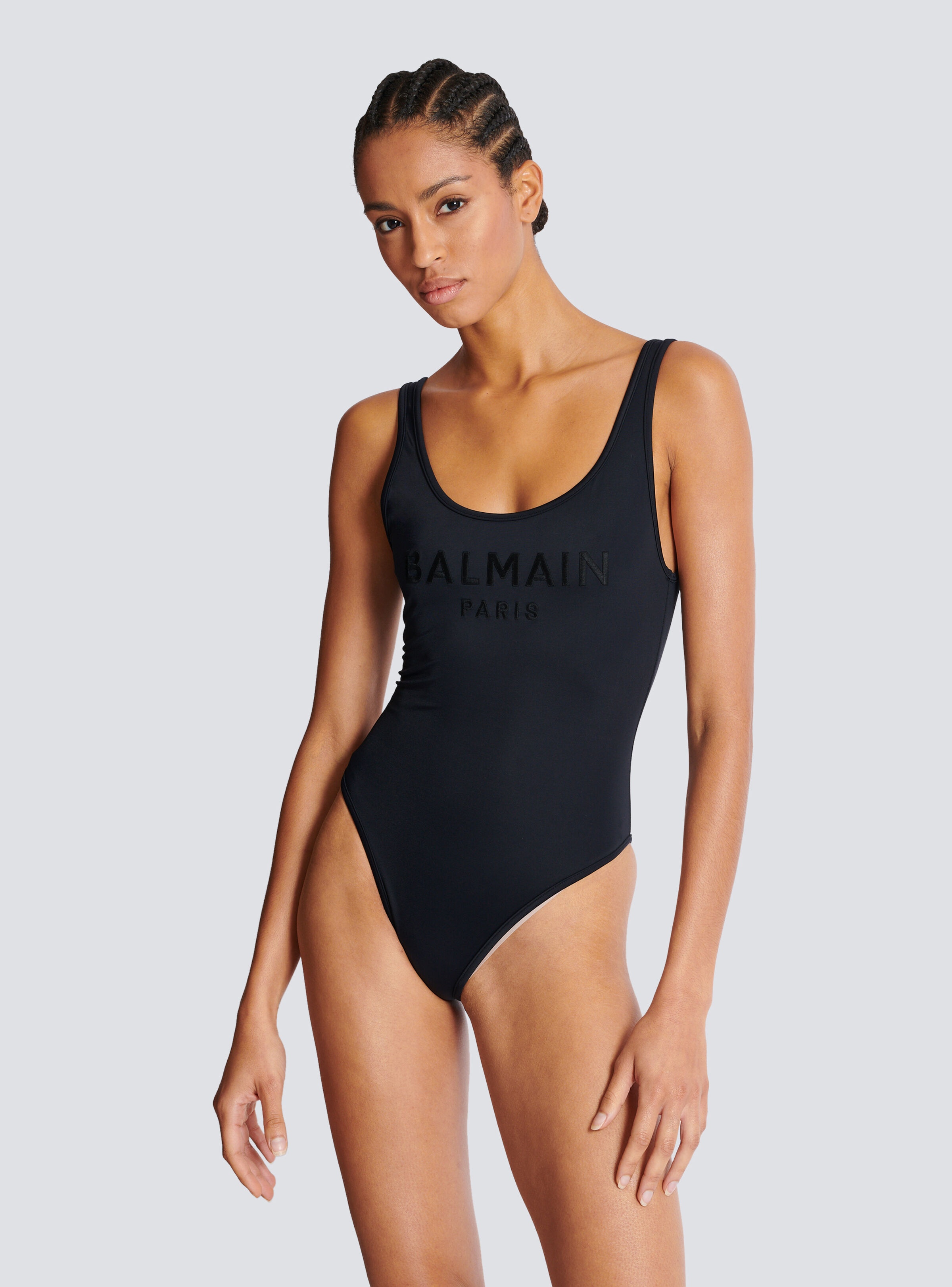 One-piece swimsuit with Balmain Paris embroidery - 6