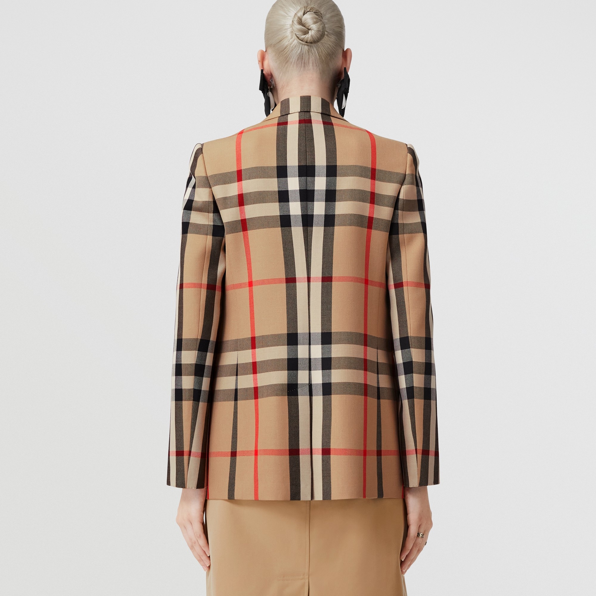 Check Wool Cotton Jacquard Tailored Jacket - 2