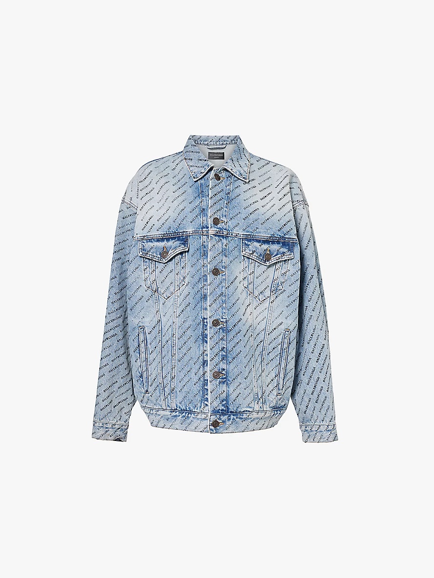 Brand-print relaxed-fit denim jacket - 1