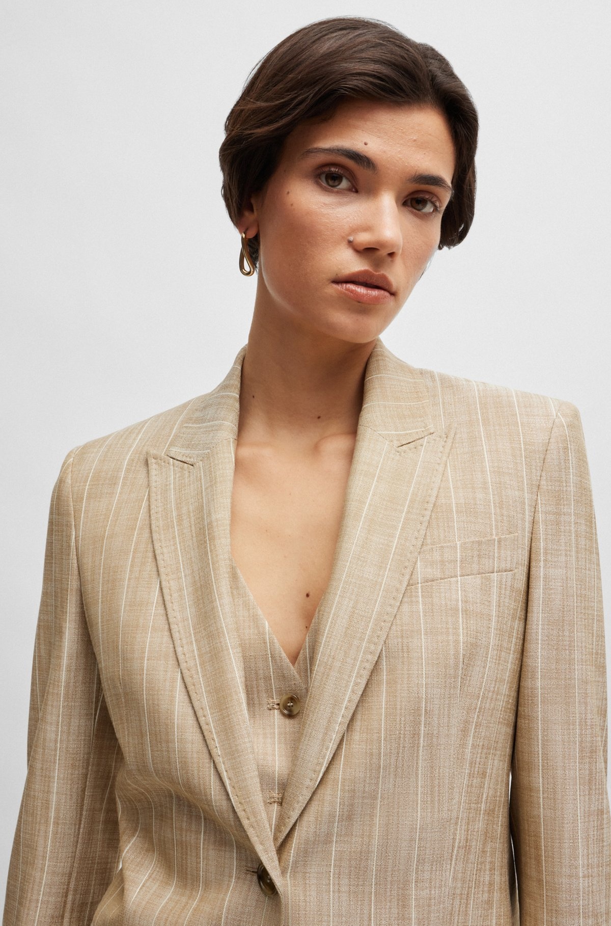 REGULAR-FIT JACKET IN PINSTRIPE MATERIAL WITH SIGNATURE LINING - 5