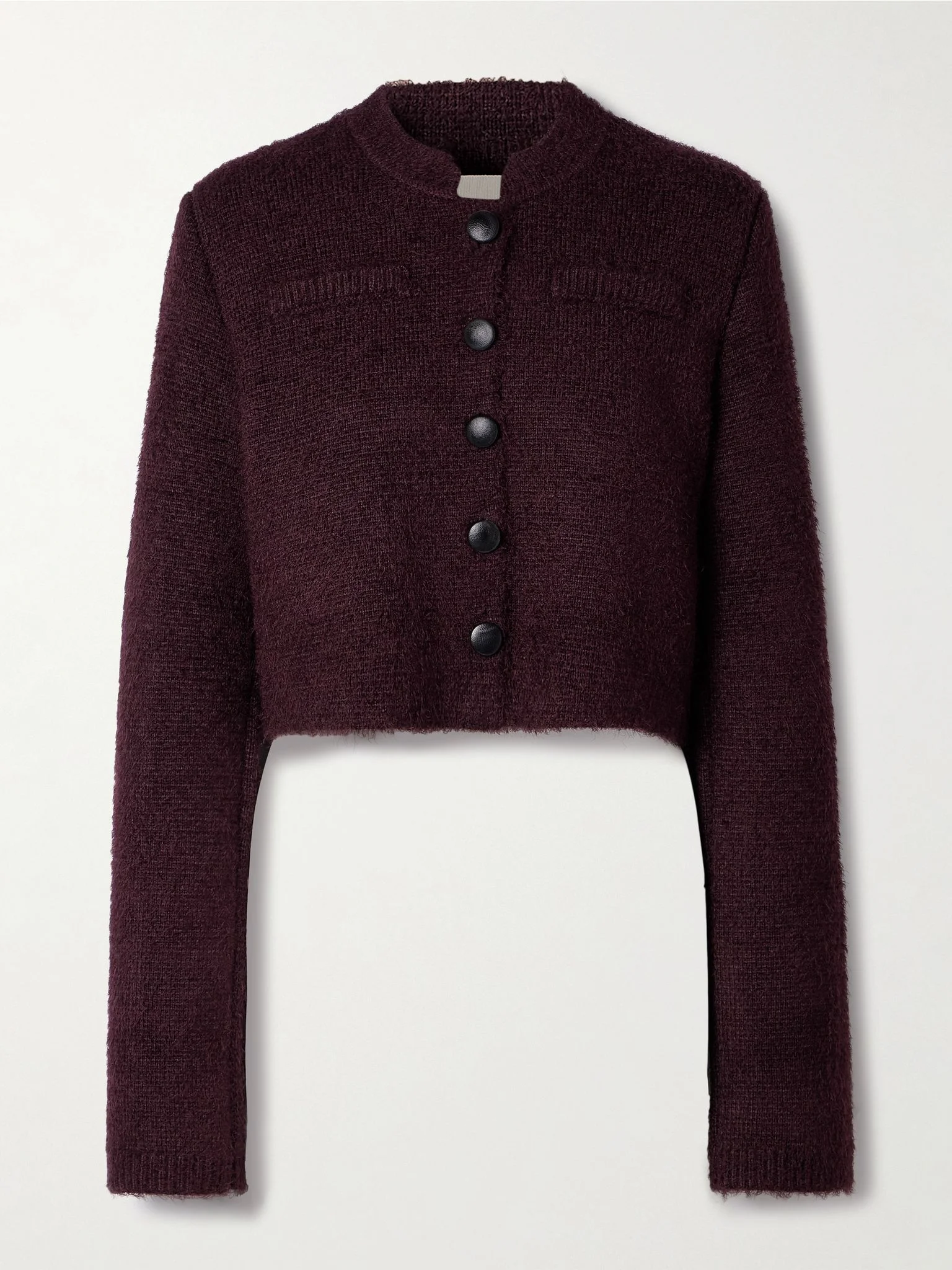 Ello brushed silk and cashmere-blend cardigan Burgundy - 1