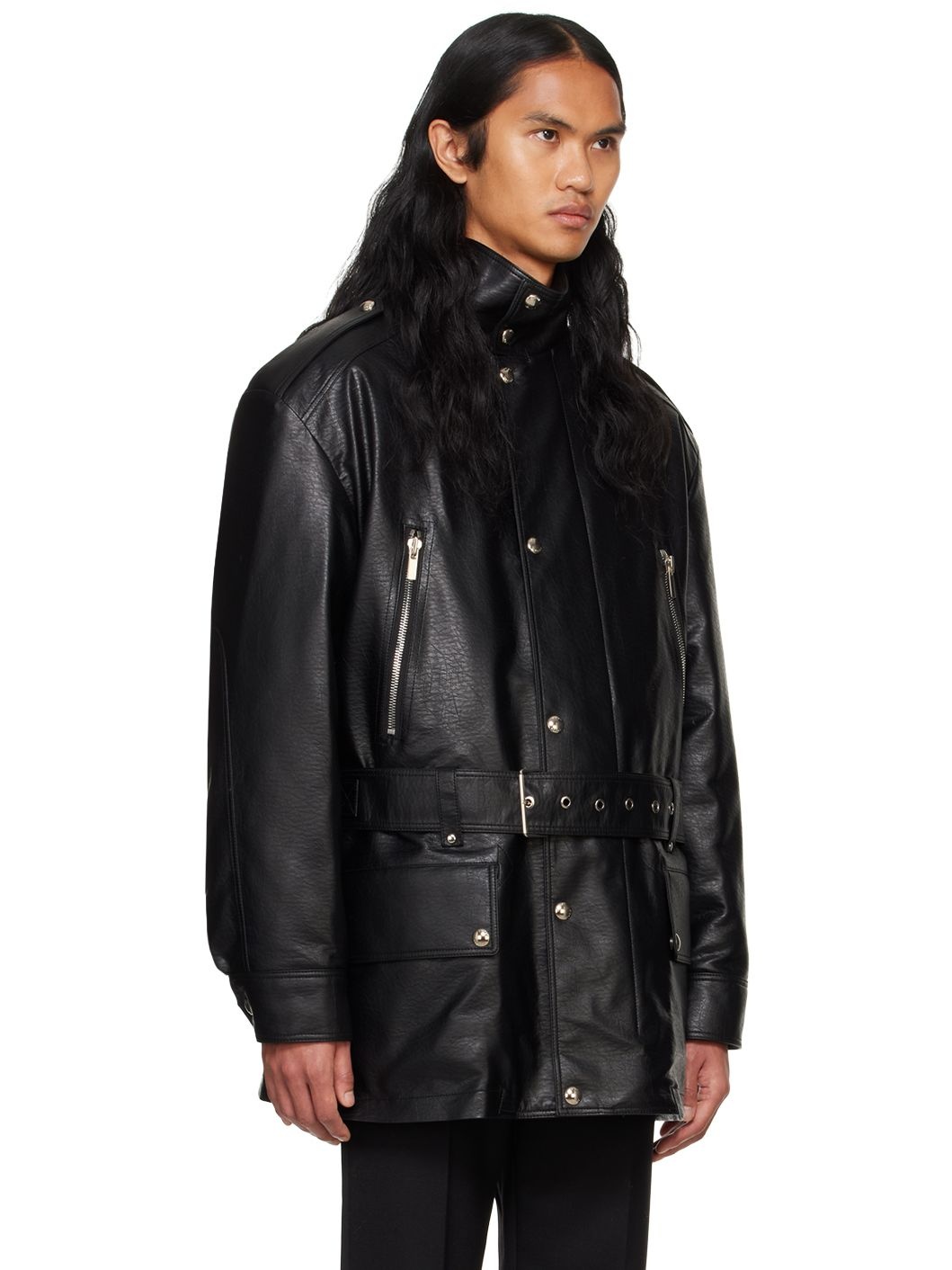 Black Safari Faux-Leather Jacket - 2